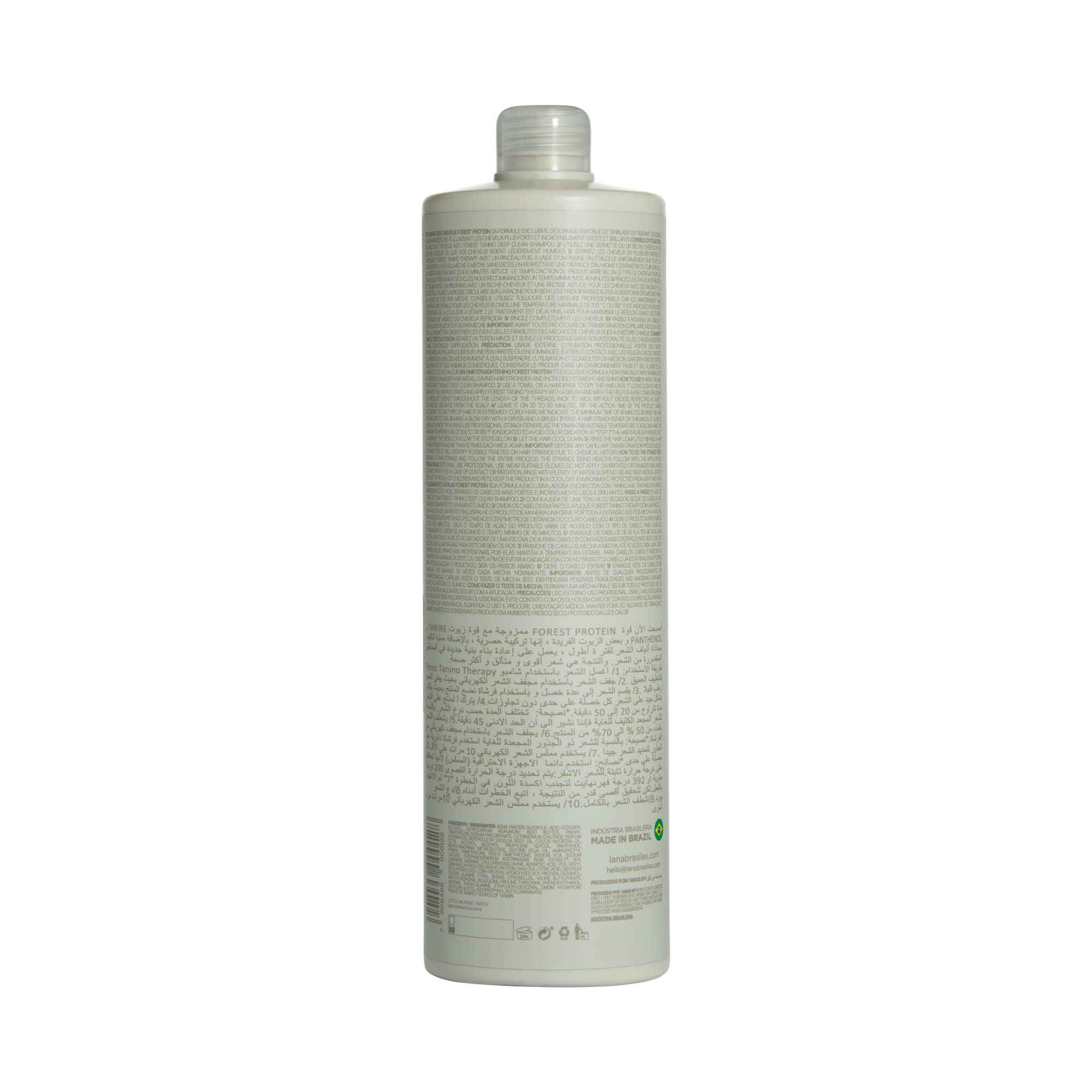 Lana Brasiles Forest Protein Smoothing Treatment for Afro Hair - Intense Shiny & Smooth Hair Repair - 1000ml (33.8 fl oz) - Deep Conditioning for Curly, Coily & Natural Black Hair at Home or Salon
