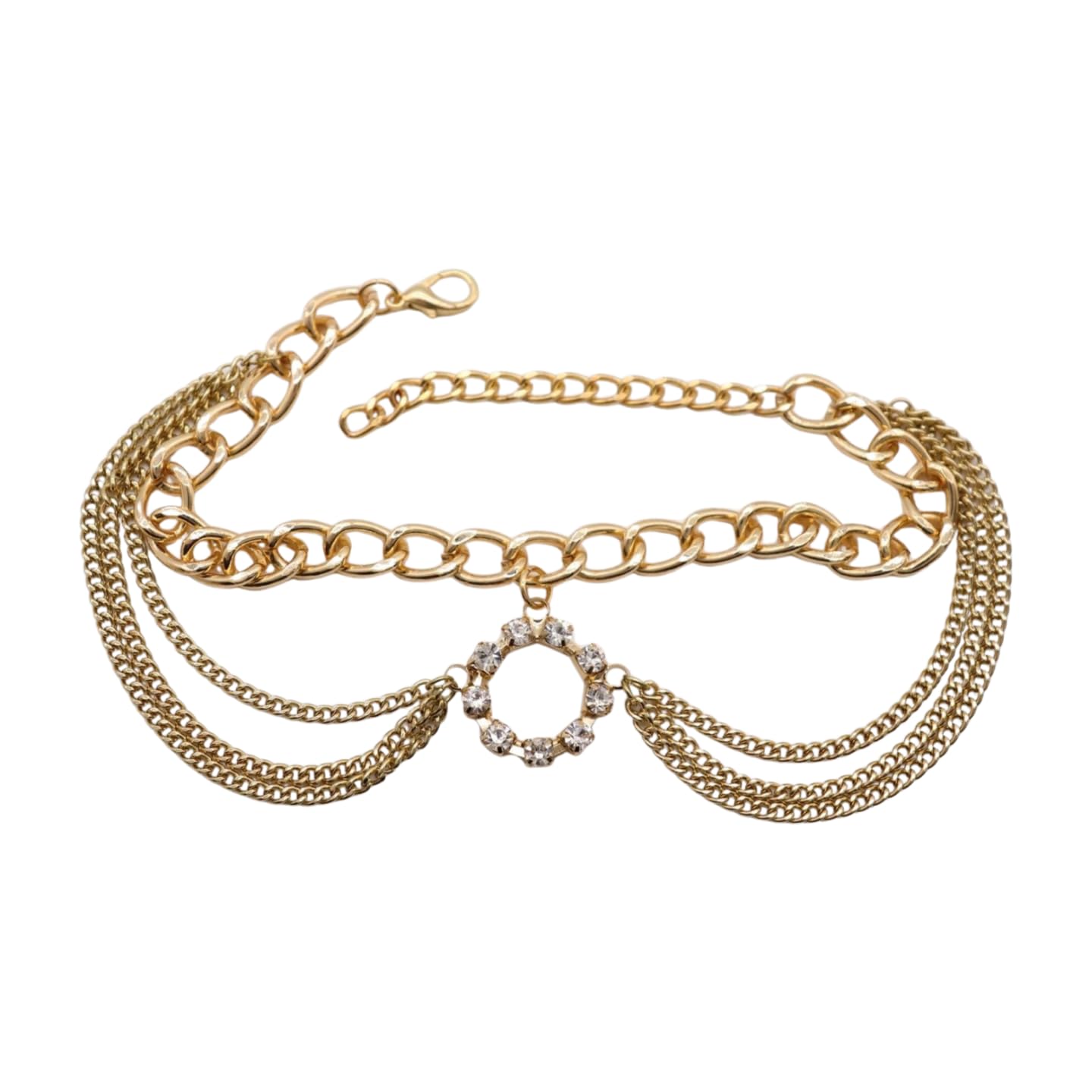 Women's Western Style Gold Metal Multi-Strand Chain Ankle Bracelet with Bling Circle Charms - Perfect for Cowgirl Boots, Boho Outfits & Summer Festivals