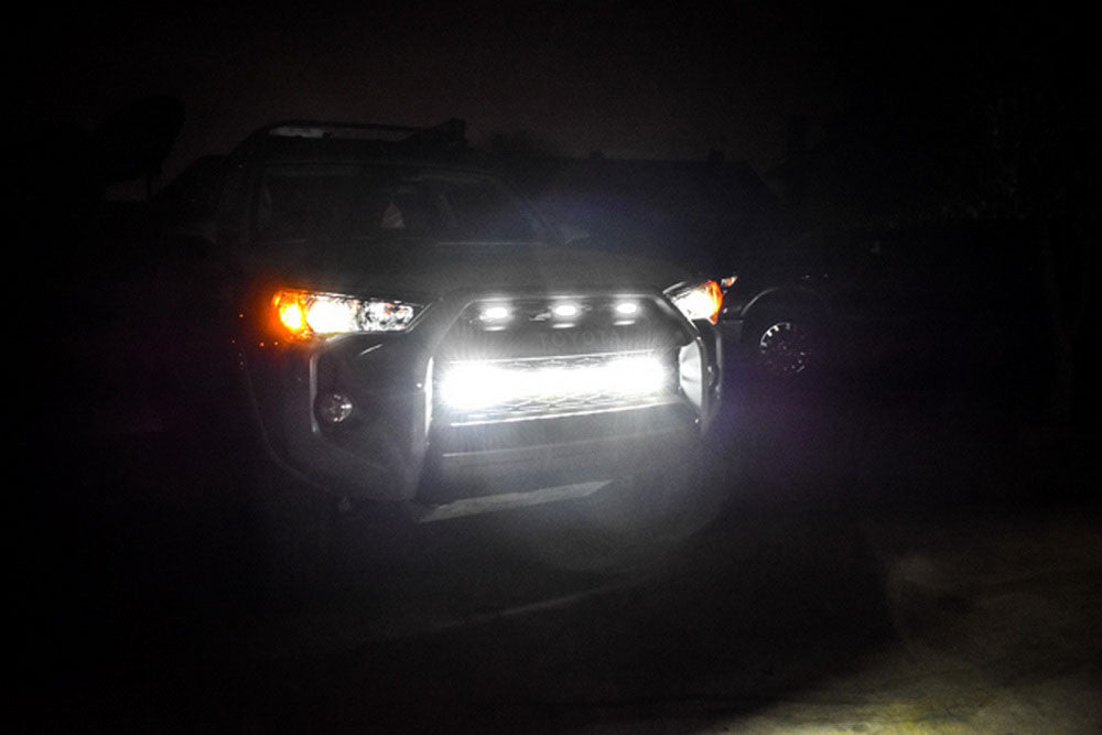 3pc Set Clear Lens White LED Front Grille Lighting Kit for 2014+ Toyota 4Runner - Off-Road Lighting Upgrade for Night Driving & Custom Car Styling