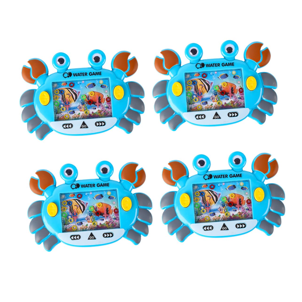**Abaodam 4pcs Mini Retro Water Ring Toss Game - Crab Circle Water Machine Toy for Kids, Handheld Educational Developmental Toys, Fun Water Ring Game for Pool, Beach, Birthday Parties & Outdoor Play**
