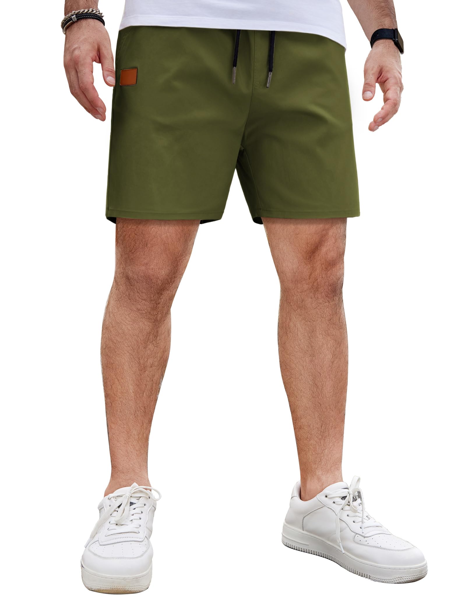 COOFANDY Men's 5 Inch Casual Cotton Shorts - Lightweight Summer Beach Shorts with Drawstring Elastic Waist | Perfect for Golf, Swimming, Travel & Outdoor Activities