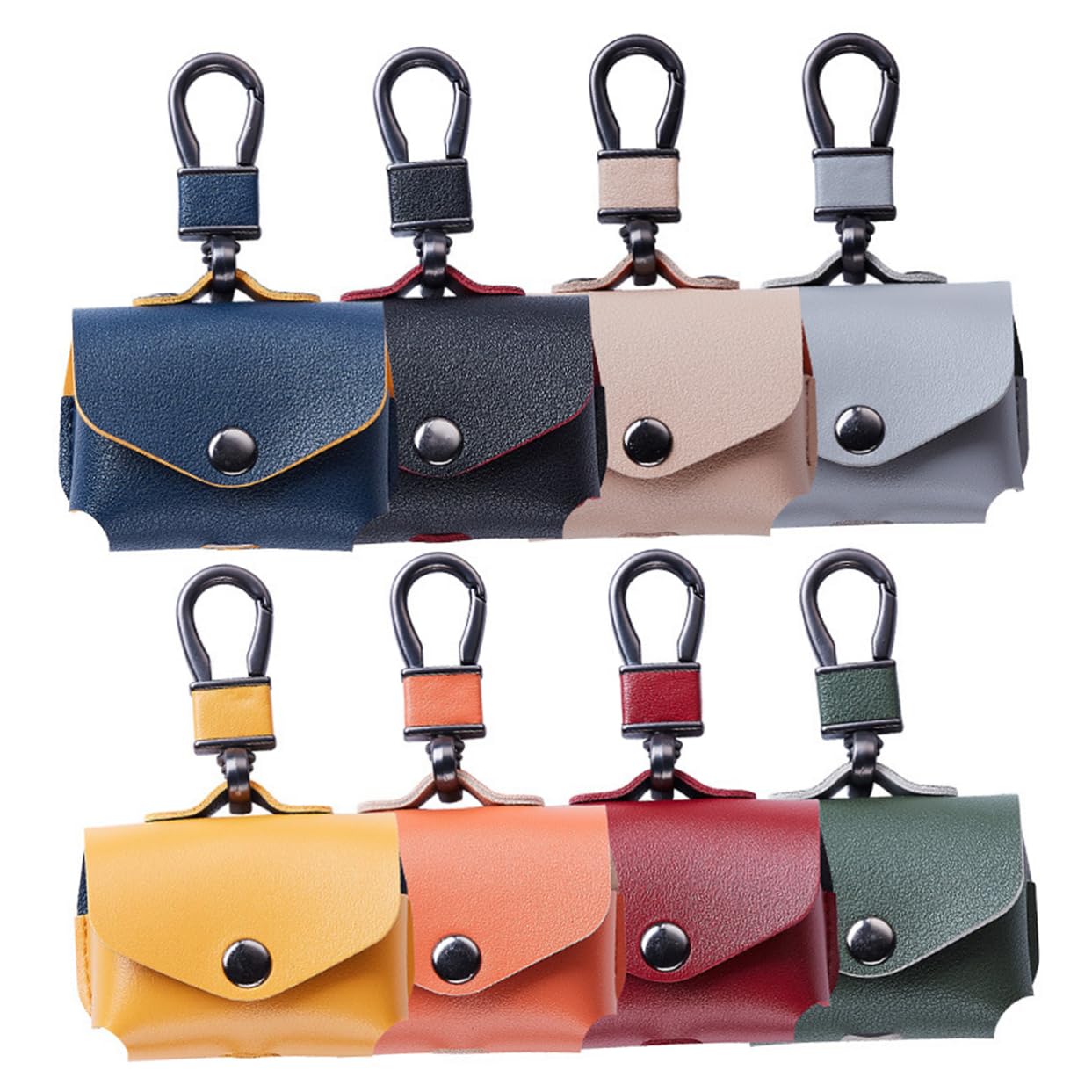 OSALADI 3-Pack Leather Earphone Case Cover with Keychain - Stylish Headset Protector & Anti-Loss Design for AirPods, Wireless Earbuds - Perfect for Travel, Gym, and Daily Commute