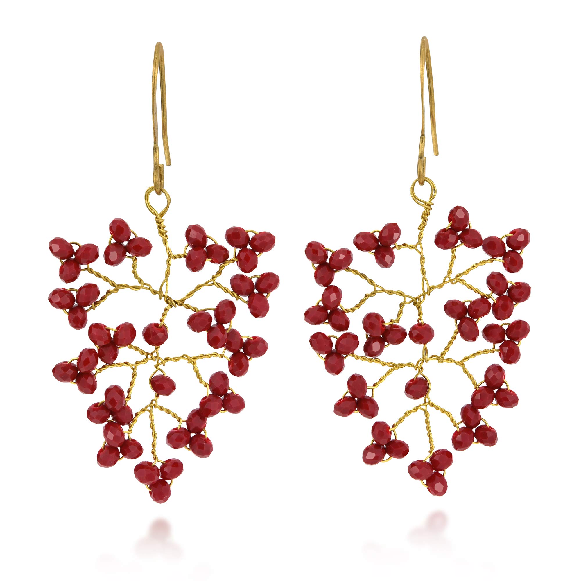Sparkling Red Crystal Berry Cluster Dangle Earrings for Women | 2.08