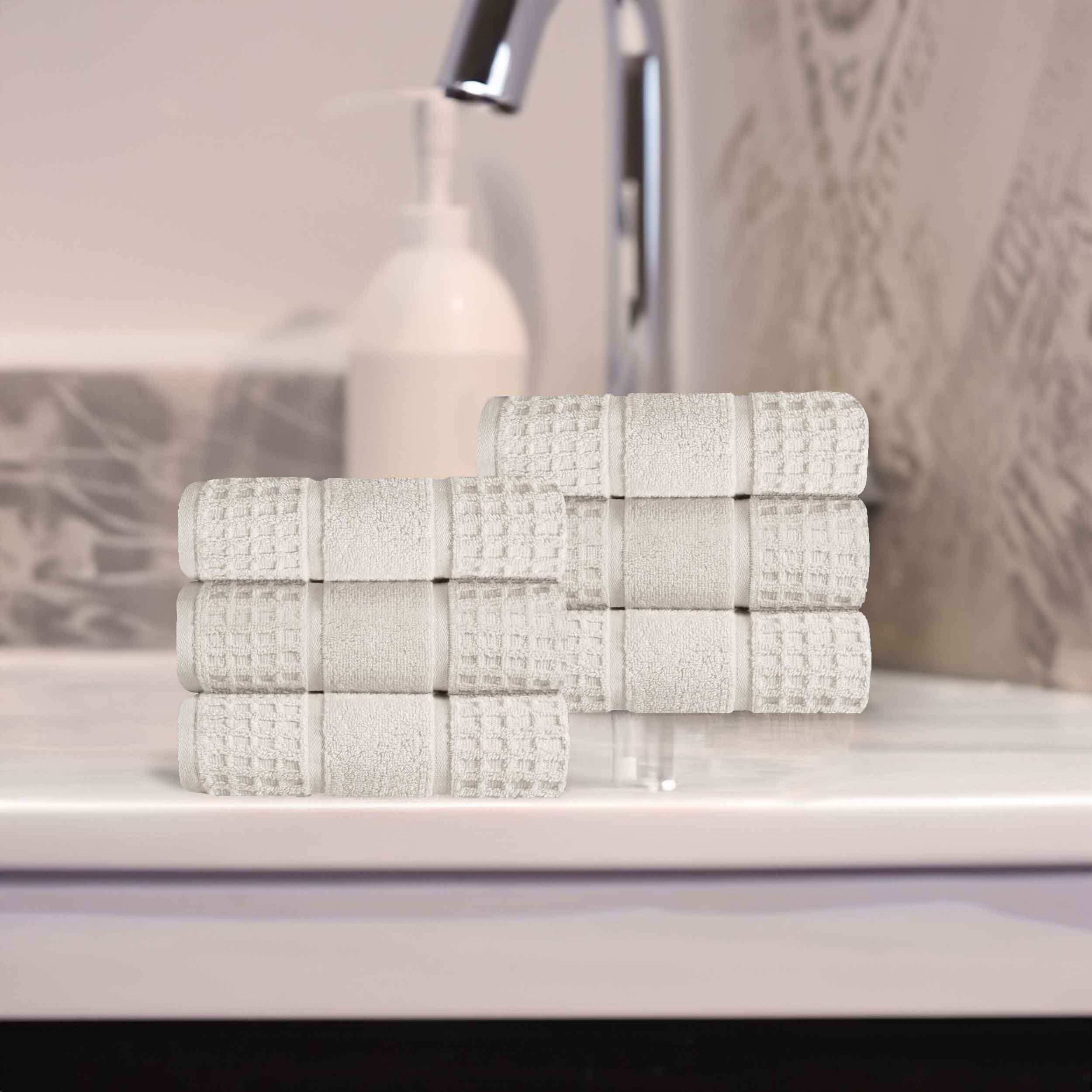Premium 100% Zero Twist Cotton Waffle Honeycomb Hand Towels - Ultra Soft & Highly Absorbent - Set of 6 Bath Towels for Kitchen, Bathroom & Spa - Eco-Friendly & Quick-Drying