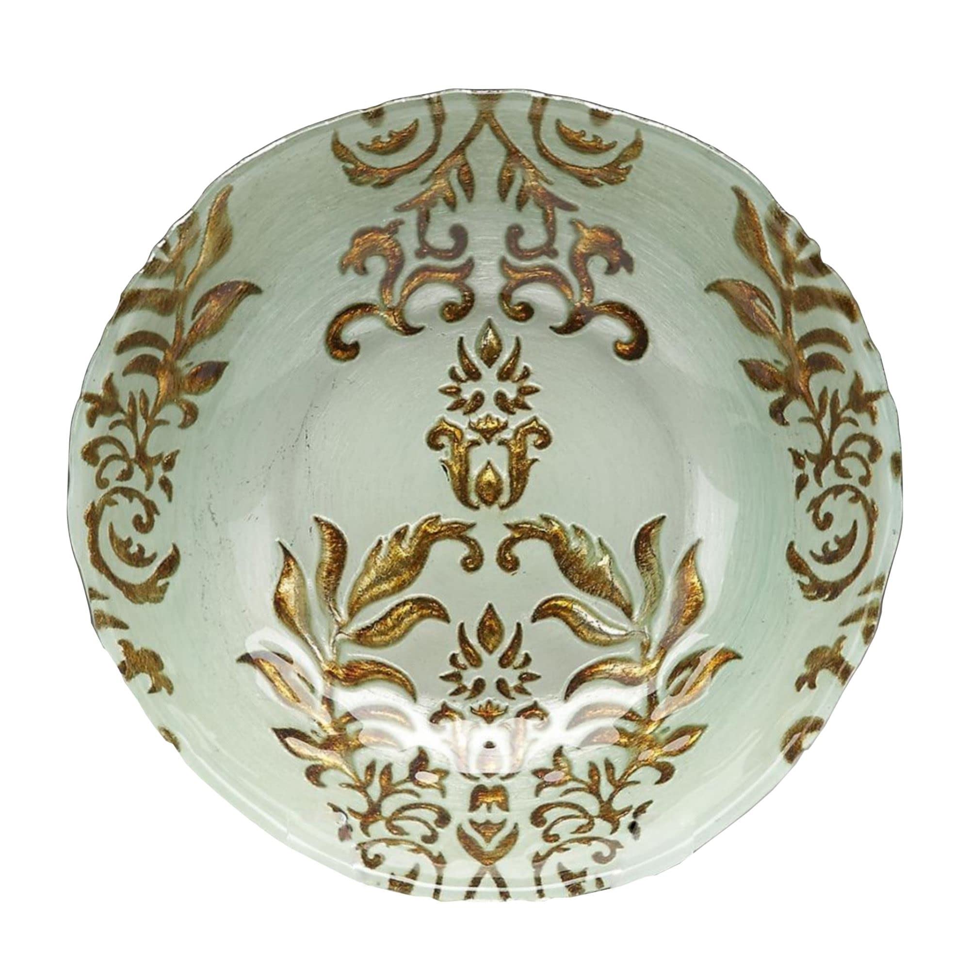 StandAlone Damask 7.5 Inch Turquoise & Gold Decorative Bowls - Set of 4 for Home Decor, Centerpiece, Table Setting, and Gift Giving