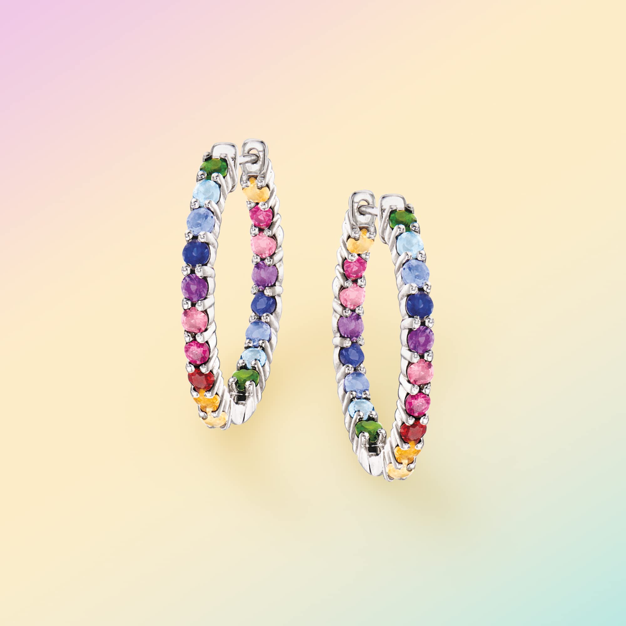 Sterling Silver Gemstone Hoop Earrings for Women | Dainty & Elegant Jewelry Gift | Perfect for Parties, Weddings & Everyday Wear