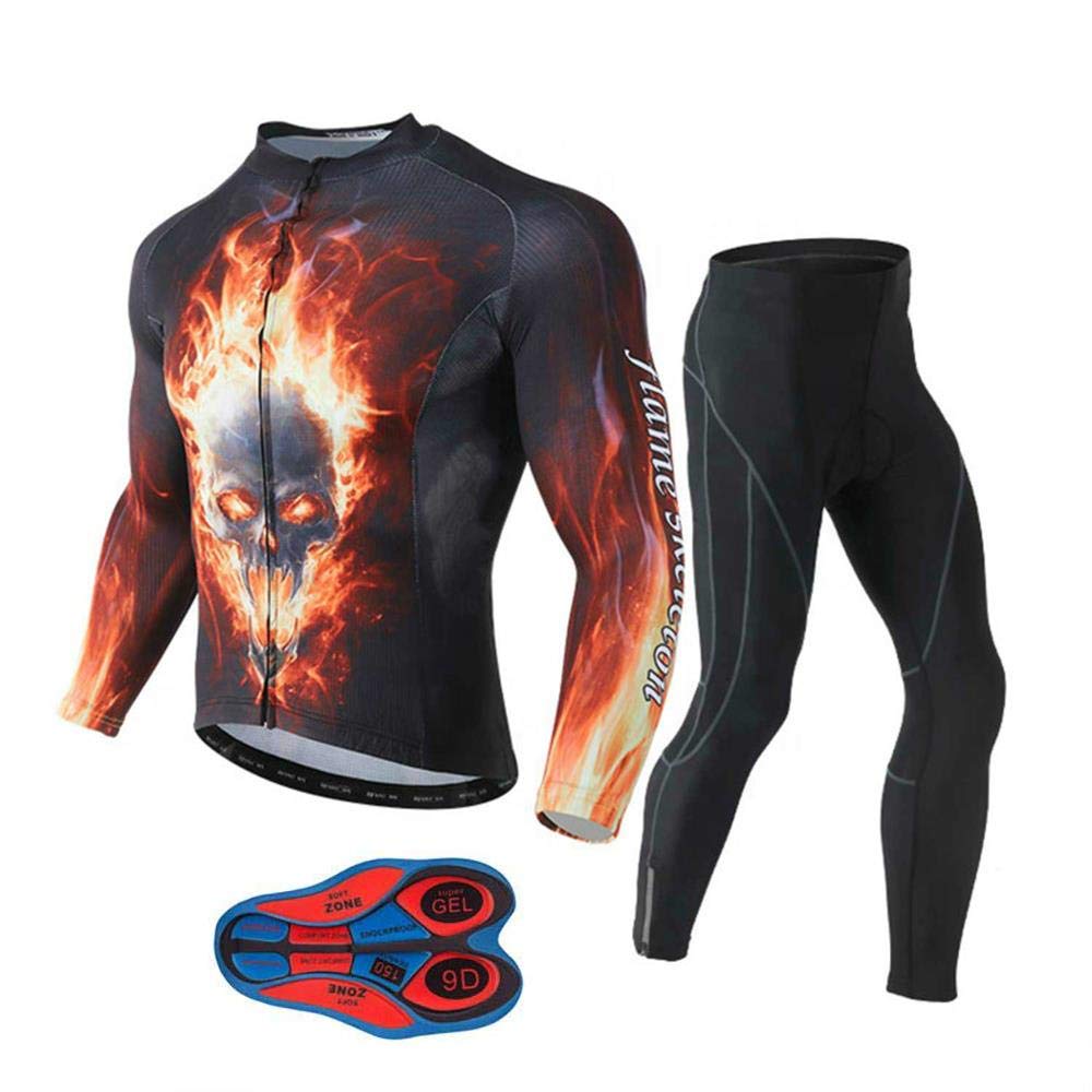 Men's Pro Cycling Jersey Set - Long Sleeve Quick Dry Bike Jacket & Bib Shorts with 9D Padding | High Performance Cycling Gear for Road Biking, Mountain Biking & Training