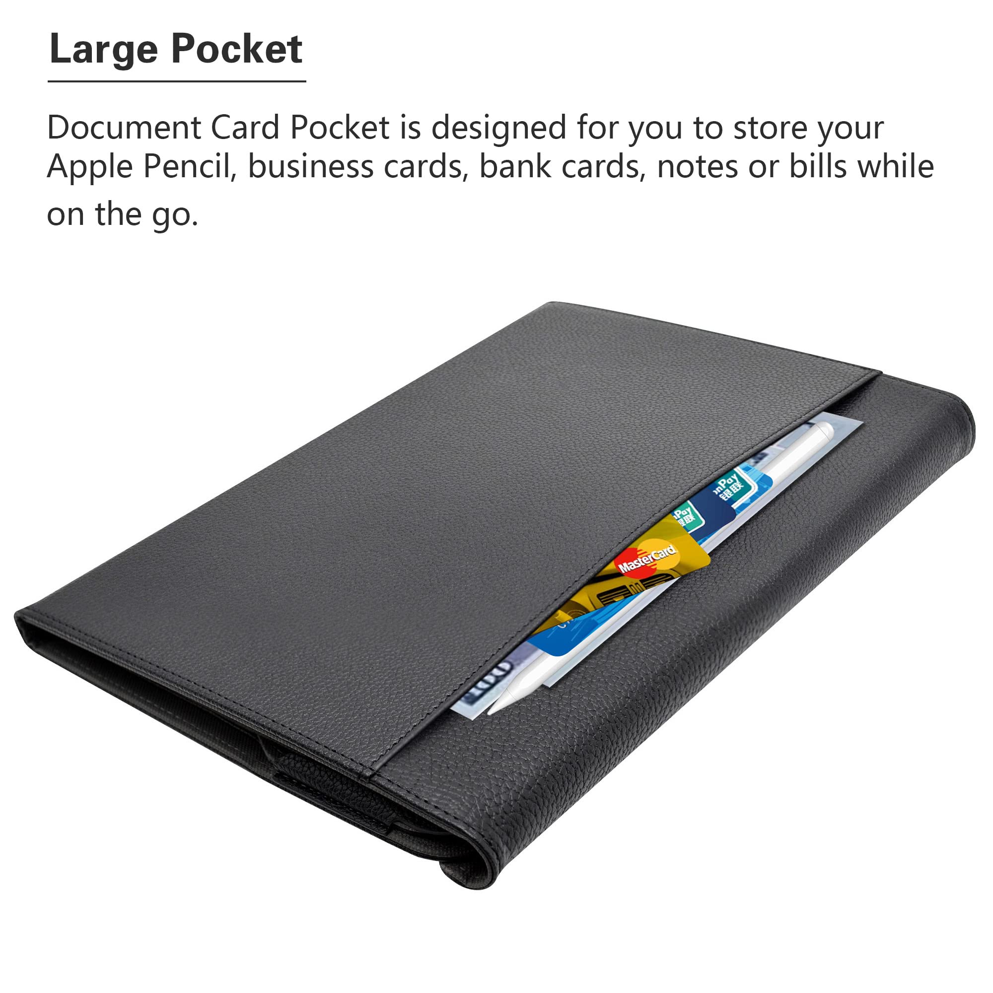 Premium Detachable Folio Case for iPad Air 10.9 Inch (4th/5th Gen 2020/2022) - Multi-Angle Stand, Auto Sleep/Wake, Storage Pocket - Perfect for Work, Study & Travel - Black