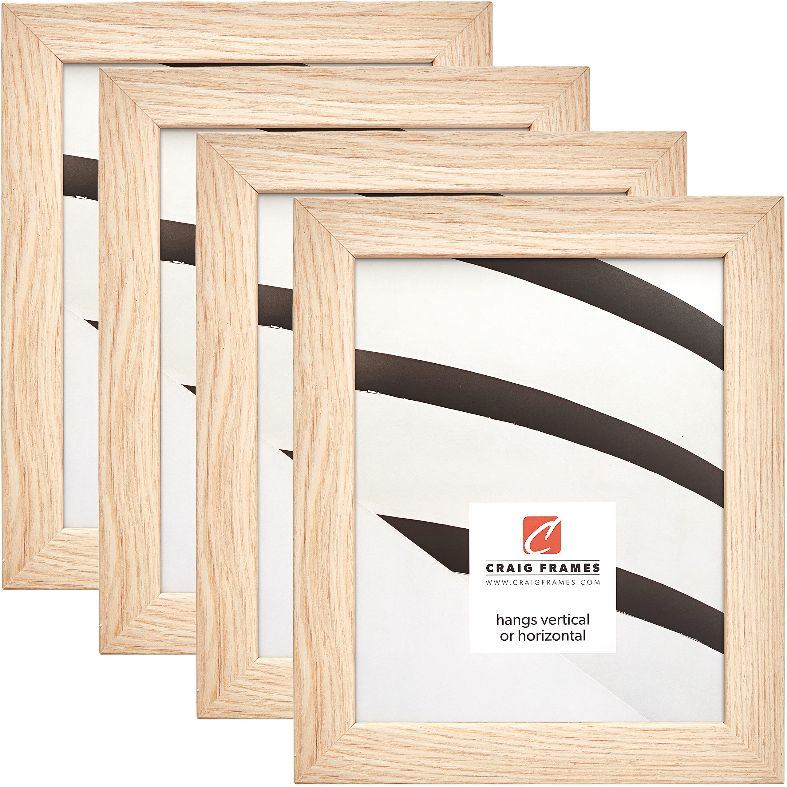 Craig Frames Farmhouse Style 10x13 Inch Picture Frames - Natural Wood Set of 4 | Perfect for Wall Gallery, Family Photos & Home Decor
