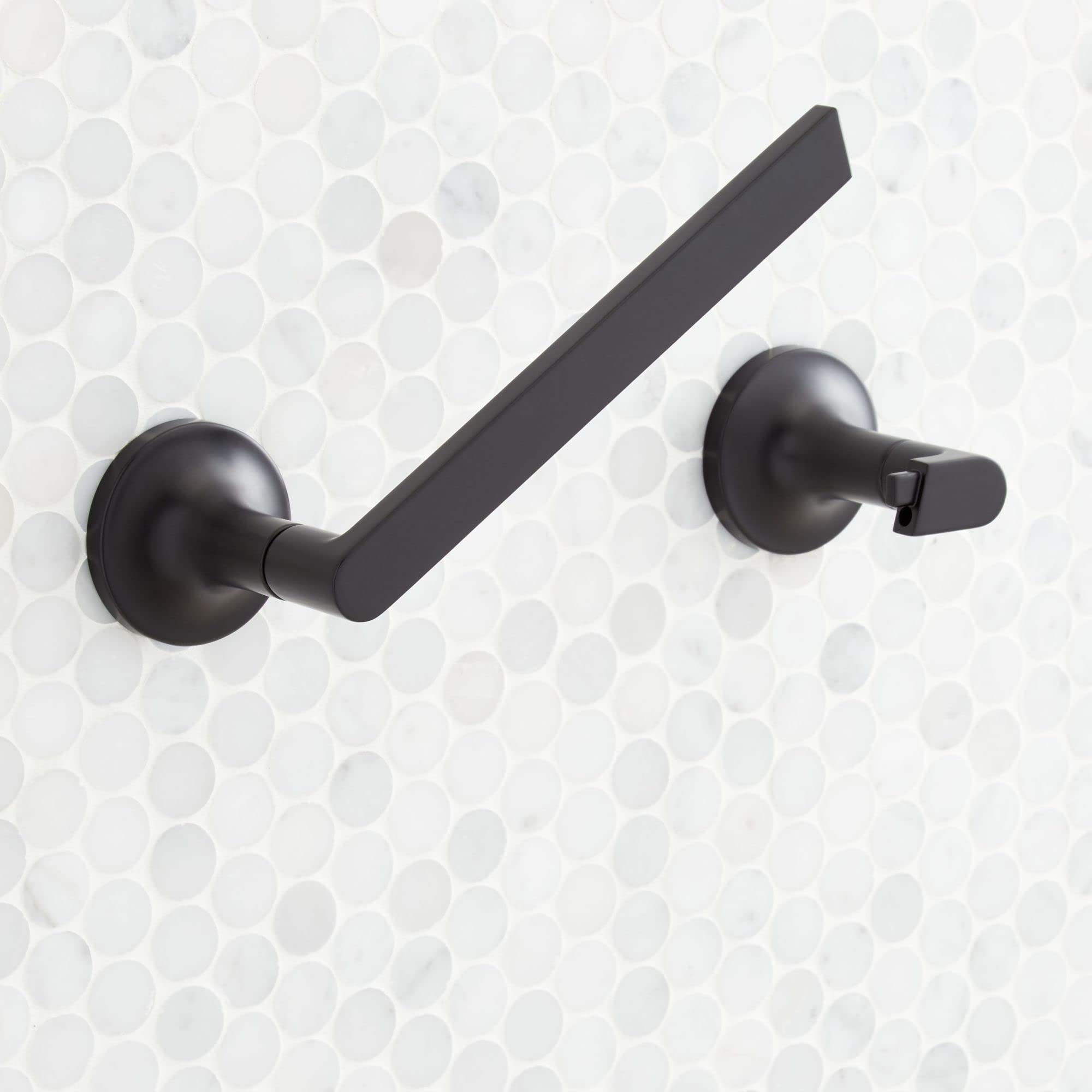 Signature Hardware 466405 Lentz Wall Mounted Pivoting Toilet Paper Holder - Matte Black - Modern Bathroom Accessory for Home & Office Use