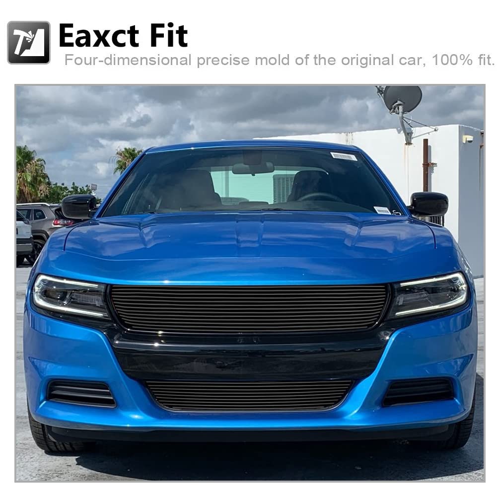 2015-2020 Dodge Charger Grille Insert - Aluminum Black Powder Coated Replacement for 2015-2018 Models (Excluding Daytona/RT SCAT Pack/SRT) & 2019-2020 SXT Only | Perfect for Car Upgrades & Customization