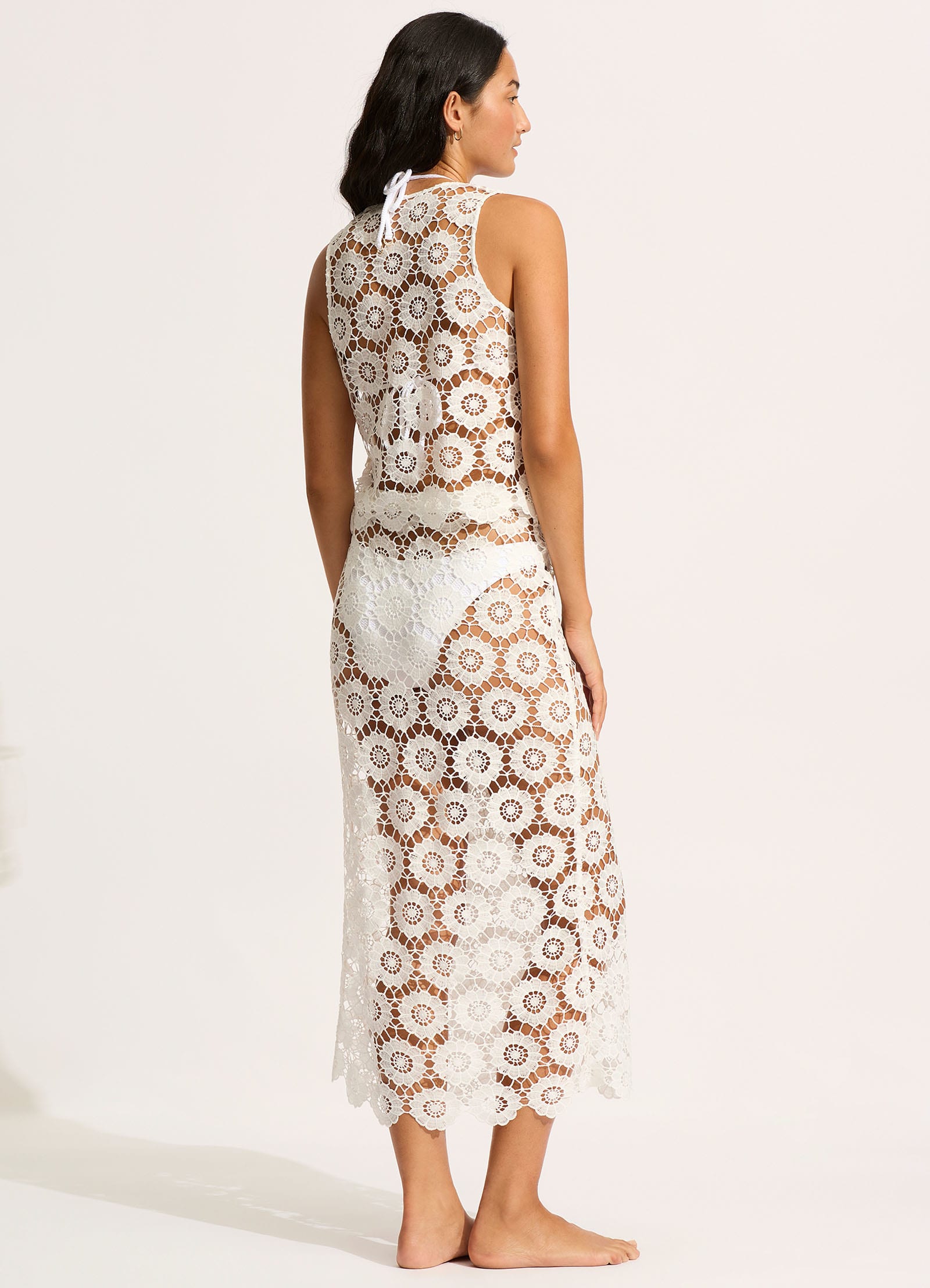 Secret Garden Maxi Wrap Skirt for Women - Flowy White Long Skirt - Boho Beach Wedding Summer Outfit