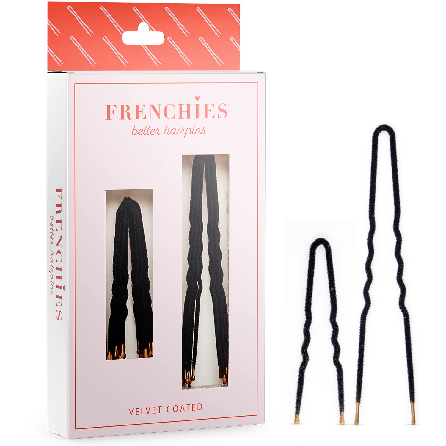Frenchies Ultra Flocked Extra Soft French Twist Hair Pins - 20 Count Black | Secure Hair Pins for Buns, Updos, Hair Extensions & Wigs | Gentle Hold for All-Day Styling - Perfect for Weddings, Parties & Everyday Use