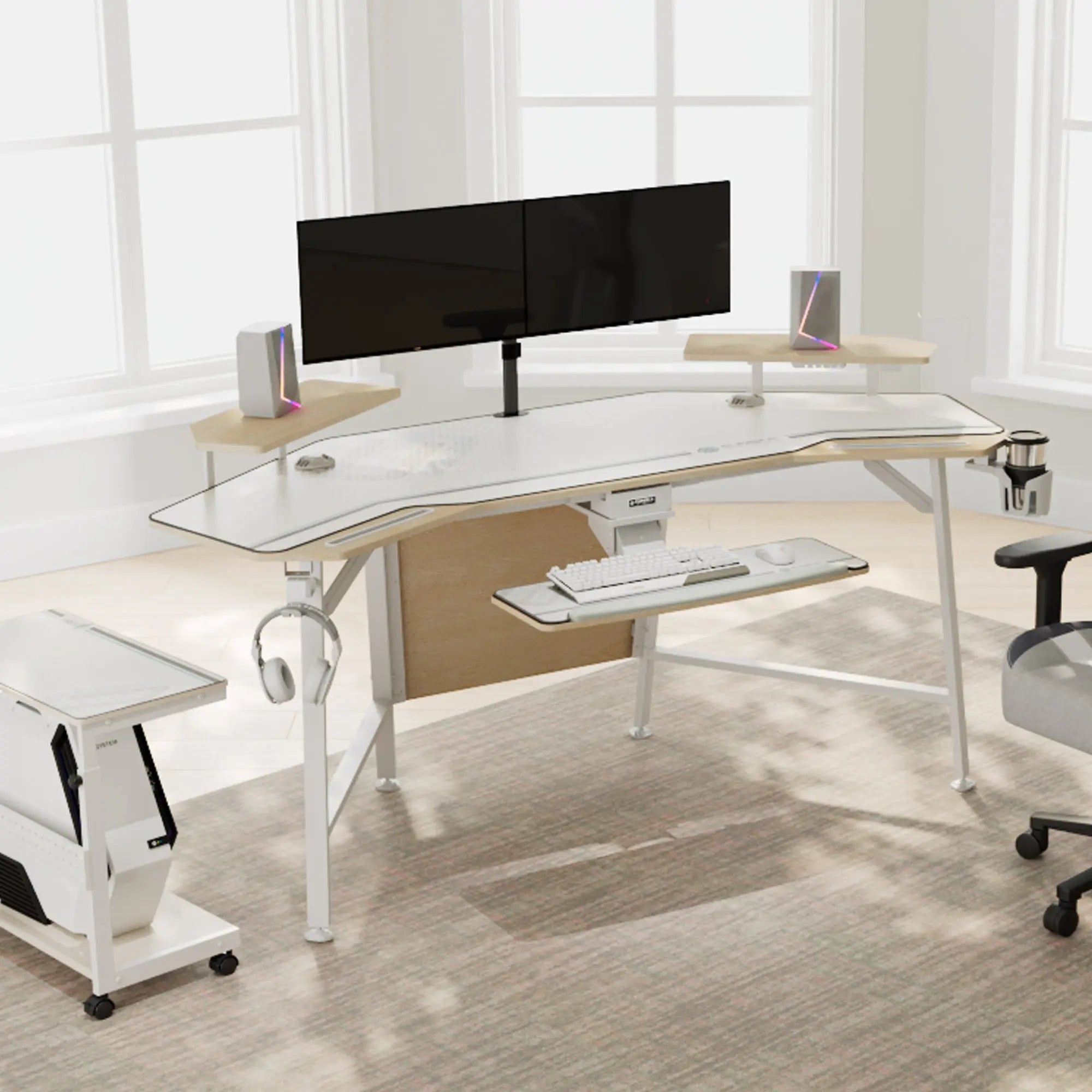 Aero Wing Shaped Studio Desk - 73x23 Inches Modern Office Desk for Home & Workspace - Perfect for Gaming, Study, and Professional Workstations