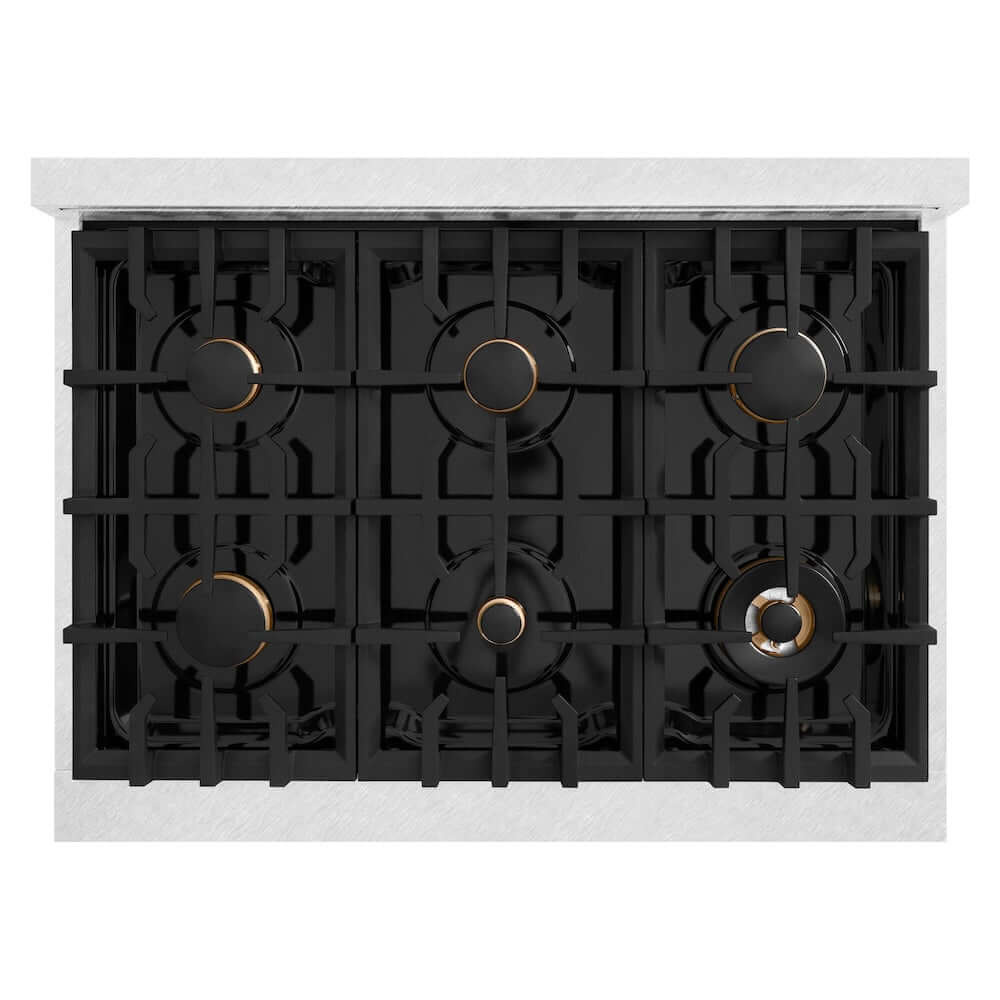 ZLINE 36 Inch 5.2 Cu. Ft. Dual Fuel Range with Gas Cooktop & Electric Convection Oven - Satin Stainless Steel, 6 Brass Burners (HDRS BR 36) | Professional Kitchen Appliance for Home Chefs & Cooking Enthusiasts