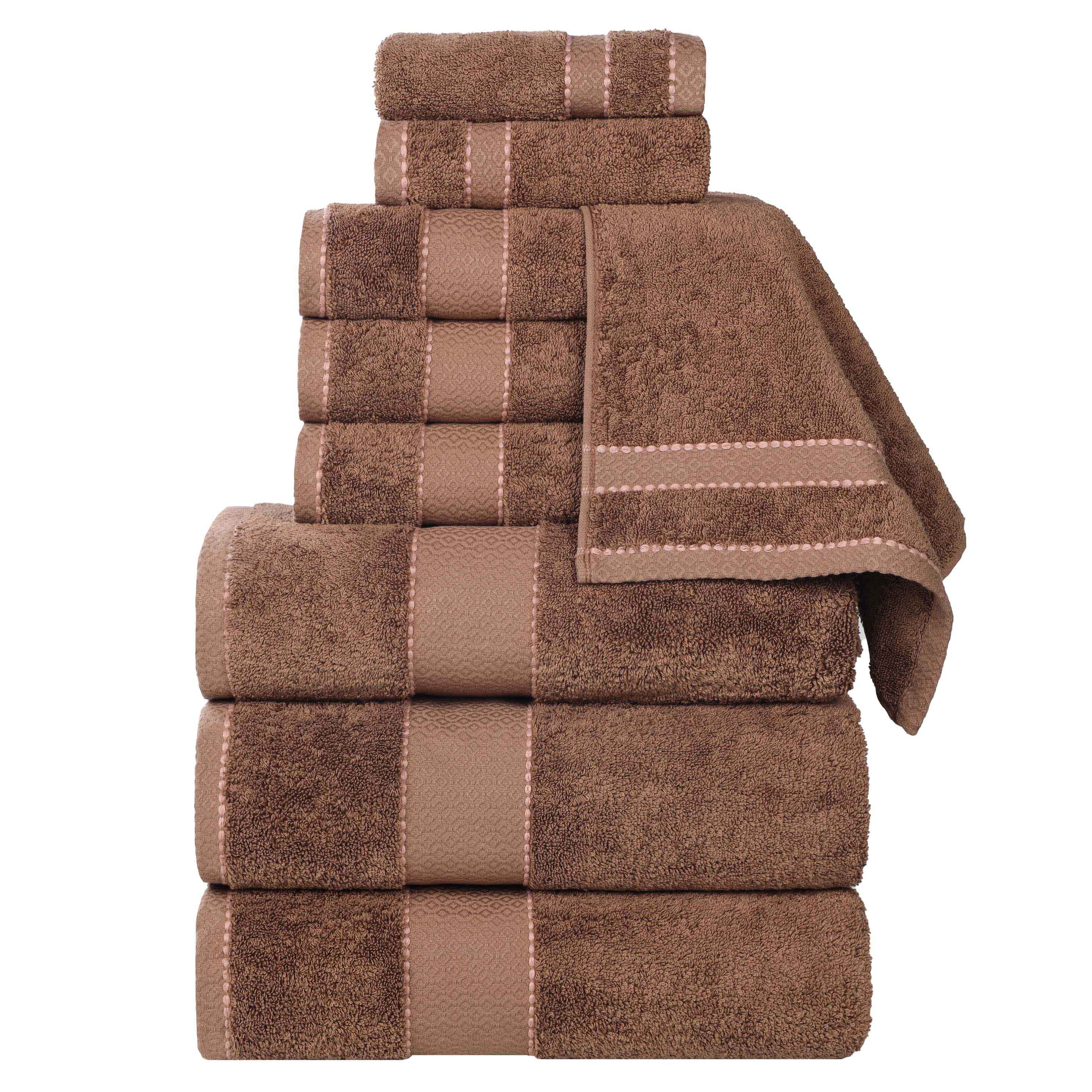 Premium 9-Piece Giza Cotton Towel Set - Ultra Absorbent, Soft & Luxurious Egyptian Dobby Weave - Perfect for Bath, Spa & Guest Bathrooms