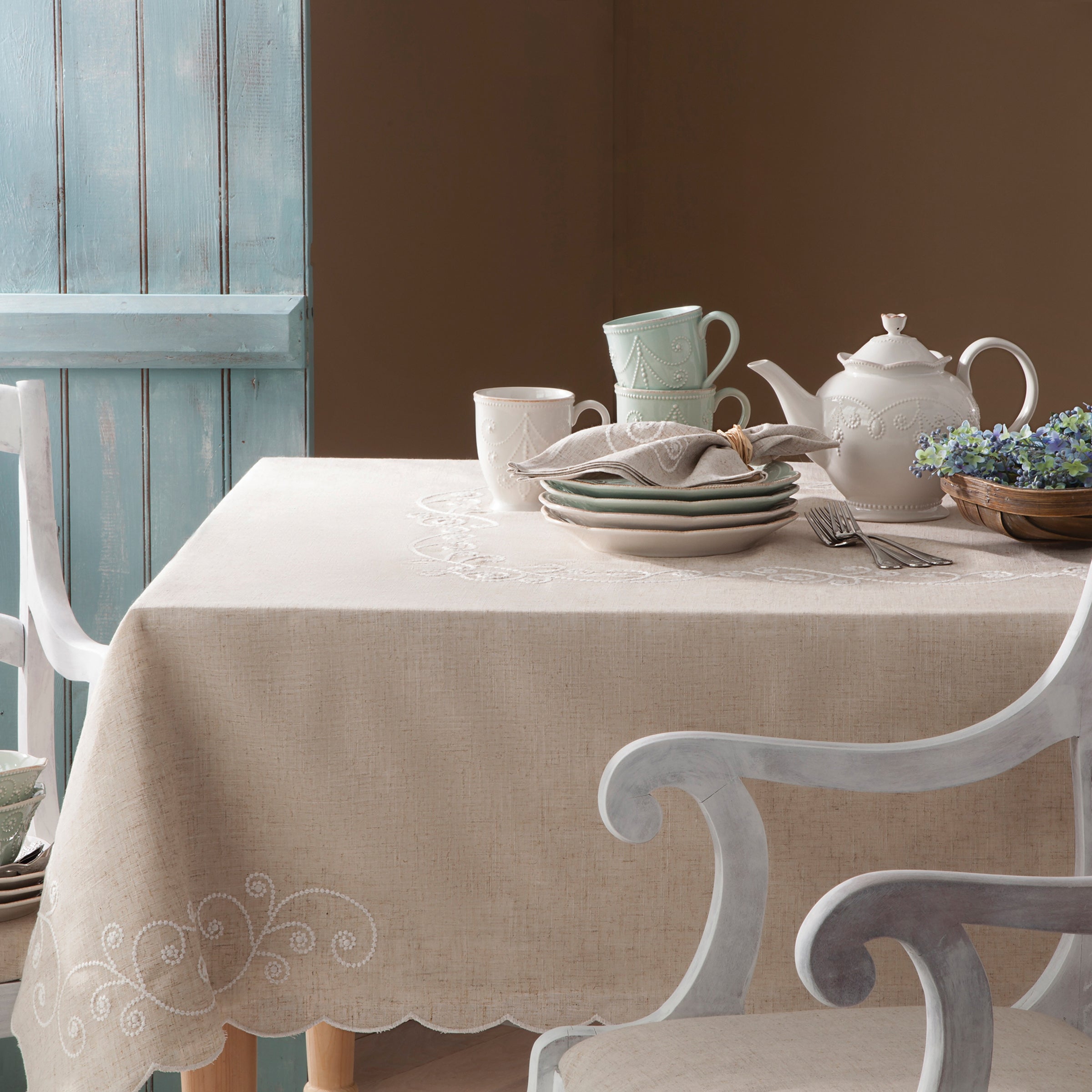 Premium French Perle Linen Tablecloth - Elegant & Durable 100% Linen Fabric - Perfect for Dining, Weddings & Special Occasions
