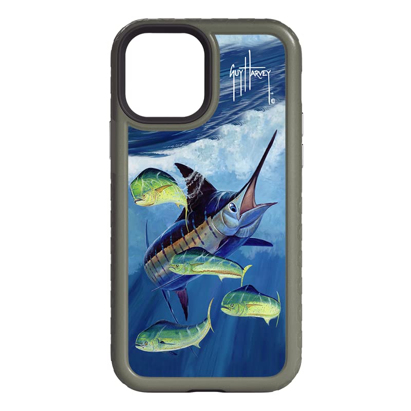 Guy Harvey Four Play Cellhelmet Fortitude Series iPhone 12/12 Pro Case - Olive Drab Green | Shark Tank Featured | Retail Packaging | Protective Phone Cover for Outdoor & Adventure Use