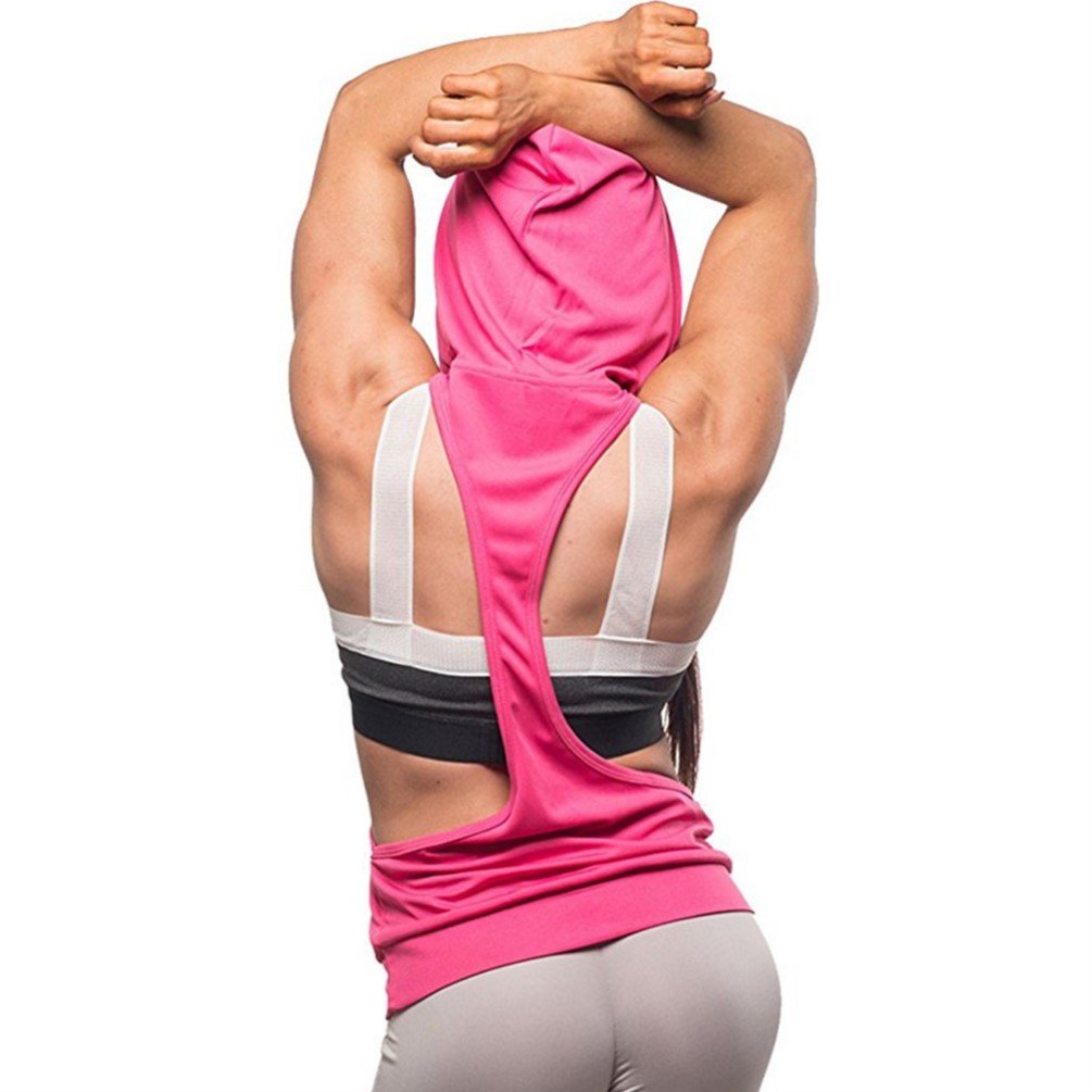 Q&Y Women's Workout Hoodie Tank Top - Sleeveless Gym Stringer Shirt for Yoga, Running & Fitness Training