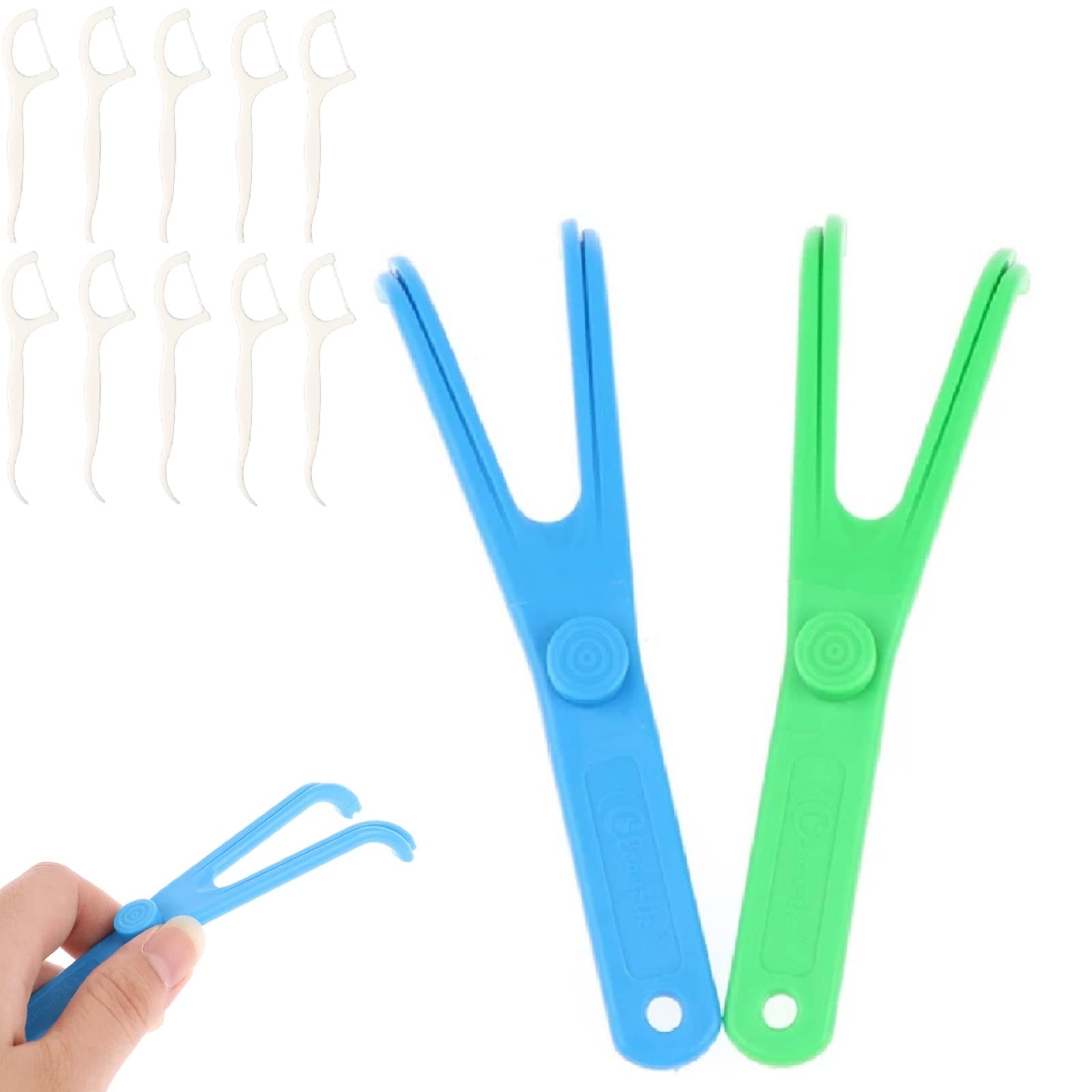 Reusable Dental Floss Holder with 10 Floss Picks - 2 Pack Eco-Friendly Flossers for Travel & Home Oral Care | Perfect for Family, Hotels & On-the-Go Teeth Cleaning