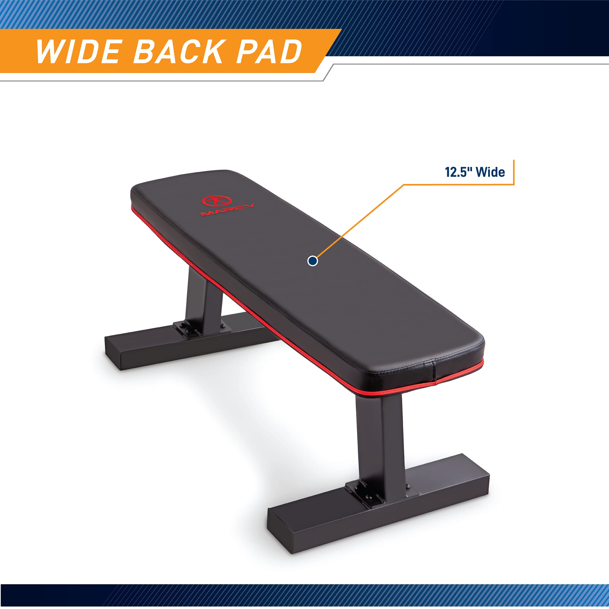 Marcy Flat Utility Weight Bench for Home Gym - Adjustable Strength Training Bench for Dumbbell, Barbell & Ab Exercises - Perfect for Home Workouts & Fitness Training