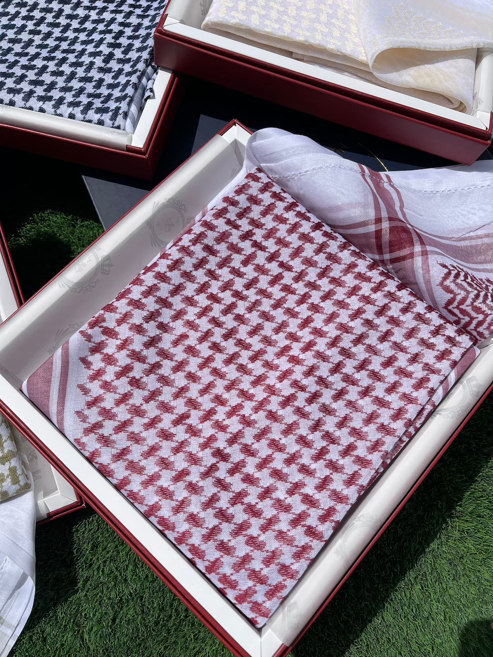 Luxury Muted Red Keffiyeh Scarf - 55