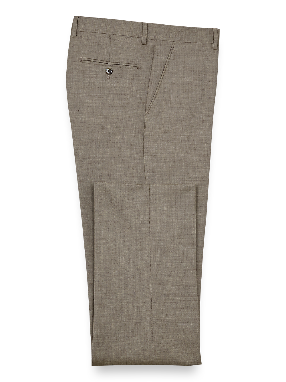 Premium Sharkskin Flat Front Dress Pants for Men - Tan Khaki - Business Casual & Office Wear