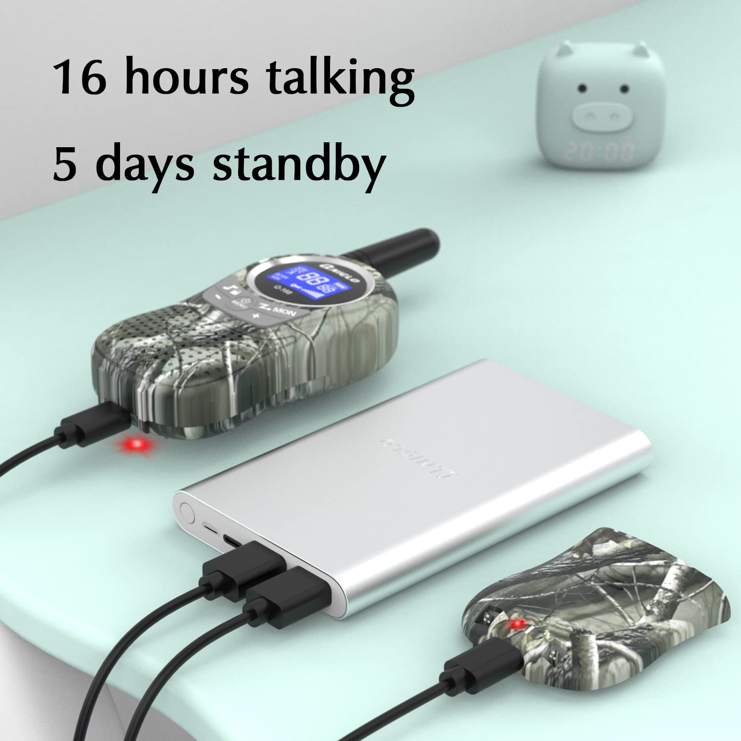 QNIGLO Rechargeable Kids Walkie Talkies - Camo Walkie Talkies for Boys & Girls Ages 3-12, Long Range Outdoor Adventure Toys for Camping, Hiking, Spy Games & Police Role Play | Perfect Birthday Gift for Kids