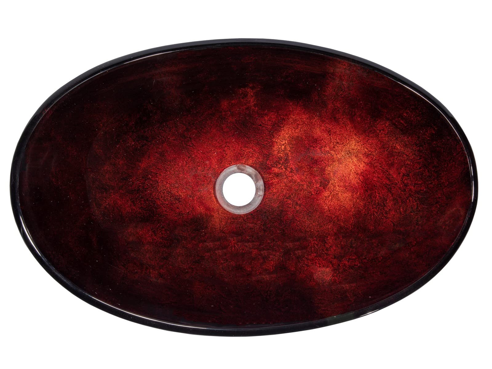 Modern Canoe Shaped Red Copper Glass Vessel Sink - Bathroom Vanity Sink with Mirror Finish - Perfect for Contemporary Bathrooms, Powder Rooms & Luxury Home Decor