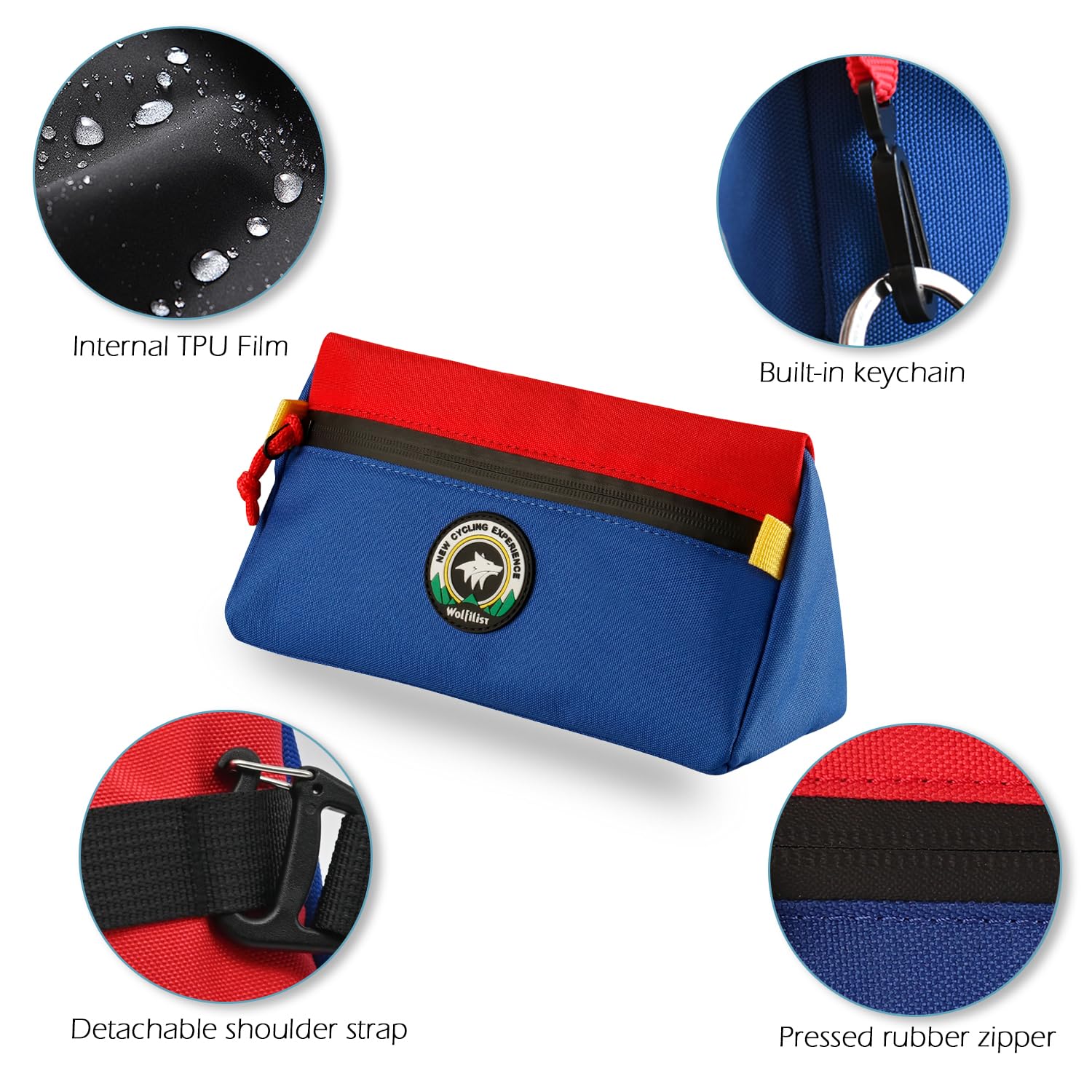**Waterproof Bike Handlebar Bag - Adjustable Front Bicycle Storage Pouch with Detachable Shoulder Strap for Men, Women & Kids - Perfect for Road, MTB & Outdoor Cycling Accessories (Blue + Red) - Ideal for Commuting, Adventure Tours & Daily Cycling Essentials**