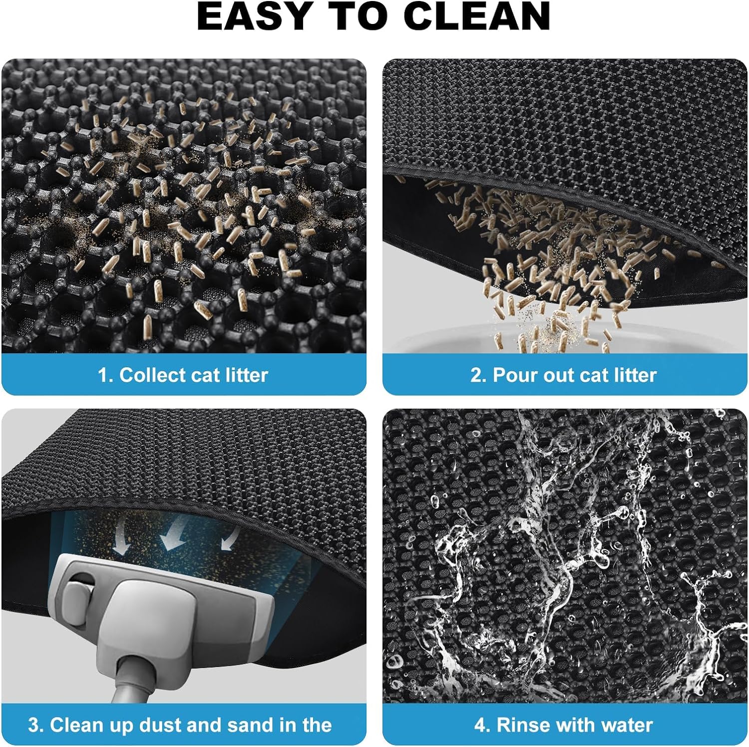 Premium Cat Litter Mat - Non-Slip Waterproof Litter Tray Mat with High Trapping Efficiency | Keep Floors Clean | Perfect for Multi-Cat Homes & Small Apartments | Easy to Clean & Durable Design