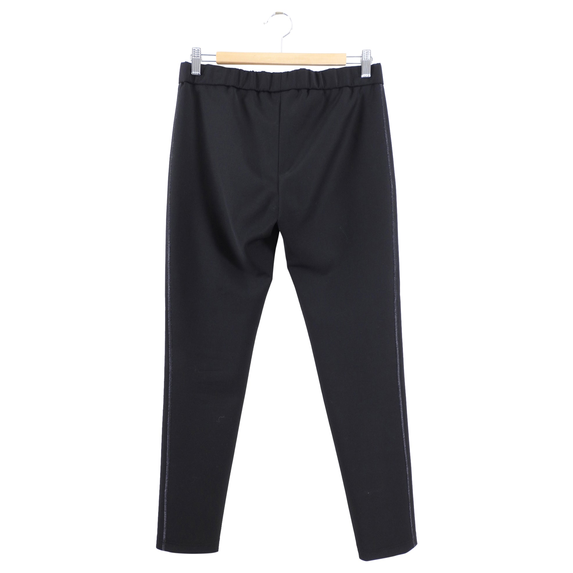 Brunello Cucinelli Black Slim Fit Dress Pants with Top Stitch Detail - Premium Italian Wool Trousers for Business & Formal Occasions | Office Wear, Weddings & Special Events