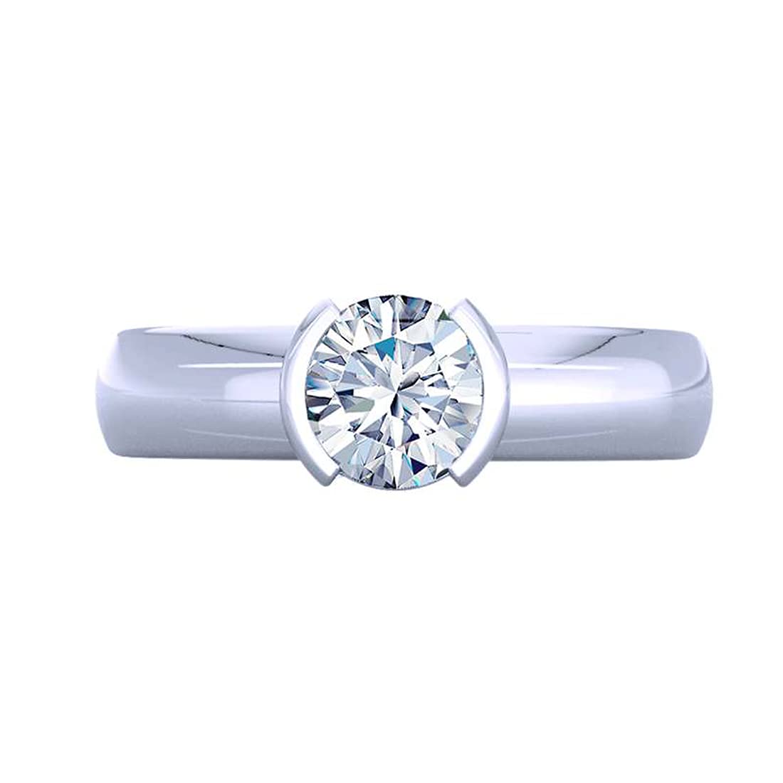 1.00ct Round Simulated Diamond Solitaire Engagement Ring - 14k Gold Plated Sterling Silver Wedding Band for Women - Anniversary, Proposal, Promise Ring - Perfect for Everyday Wear & Special Occasions