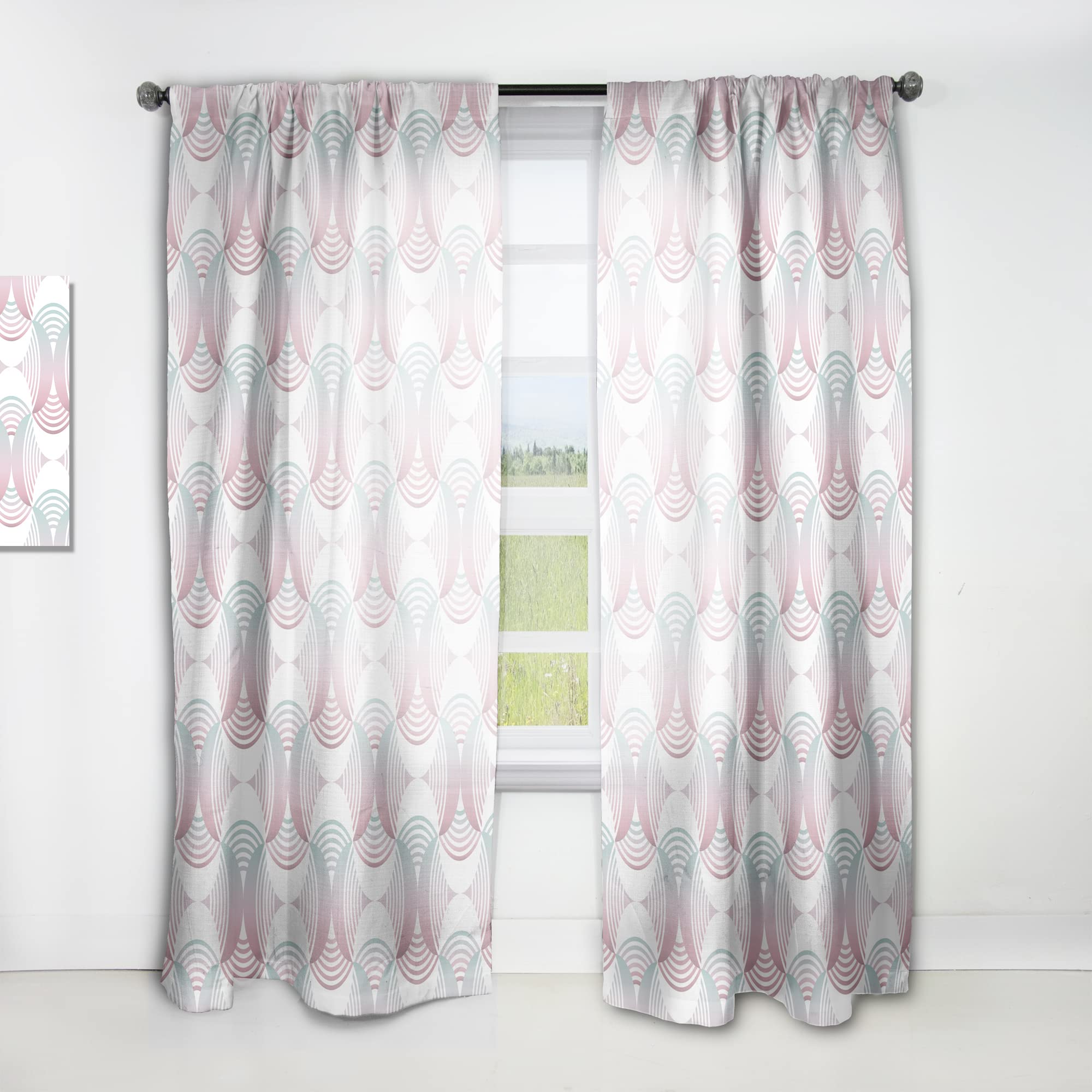 DesignQ Retro Geometric Abstract Pattern Thermal Insulated Curtains - Single Panel 52x90 - Stylish Window Treatments for Bedroom & Living Room | Perfect for Home Decor, Privacy & Energy Efficiency