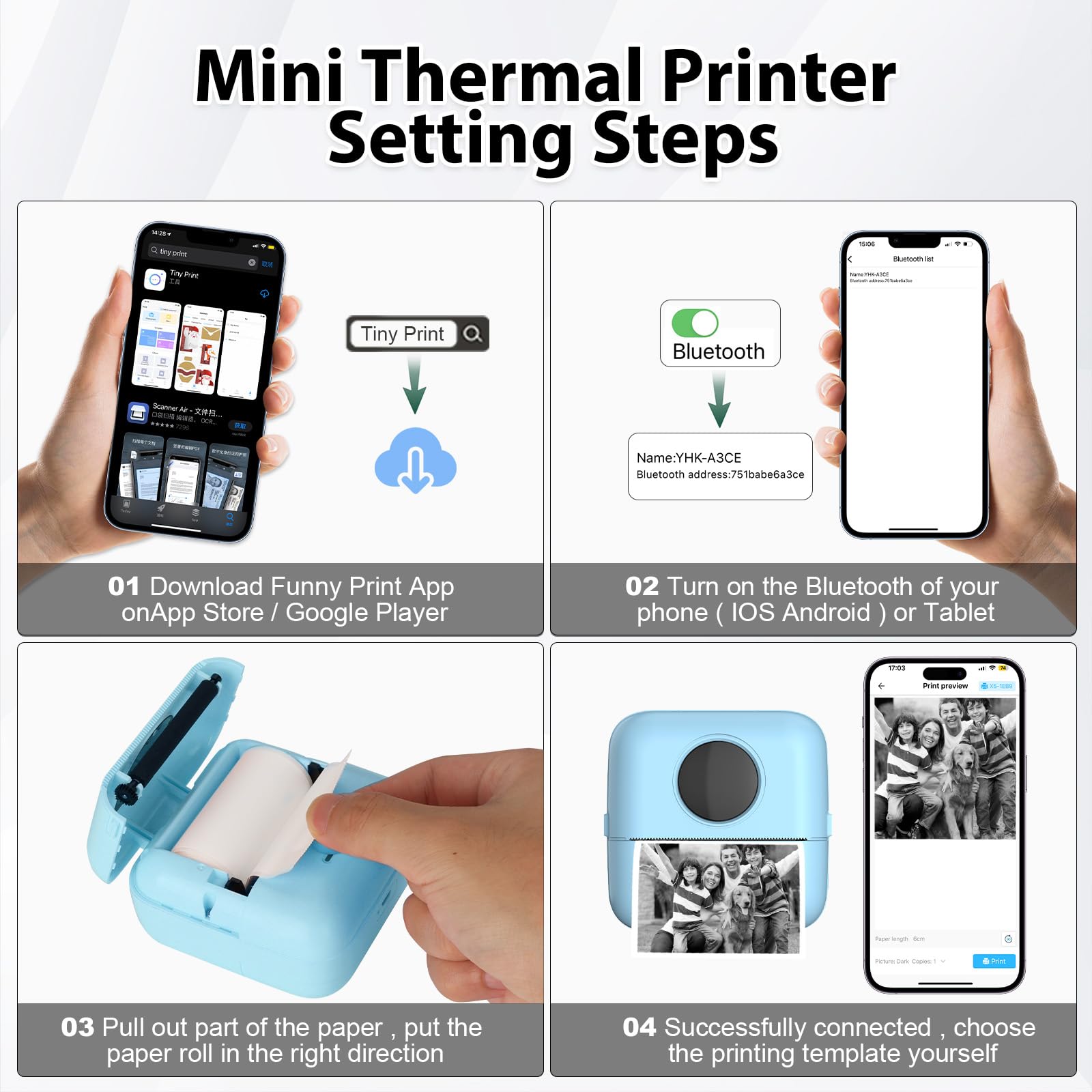 Print Pods Mini Sticker Printer - Wireless Thermal Inkless Label Maker for iOS & Android with 11 Rolls Thermal Paper, Hard Protective Case - Perfect for DIY Stickers, Photo Receipts, Home & Office Organization