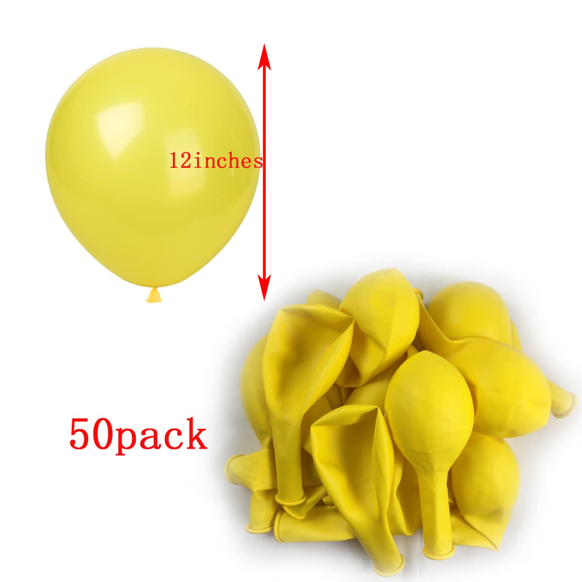 50 Pack 12 Inch Yellow Latex Balloons for Wedding, Birthday Party, Baby Shower & Christmas Decorations - Perfect for Indoor/Outdoor Party Decor, Photo Backdrops & Event Centerpieces