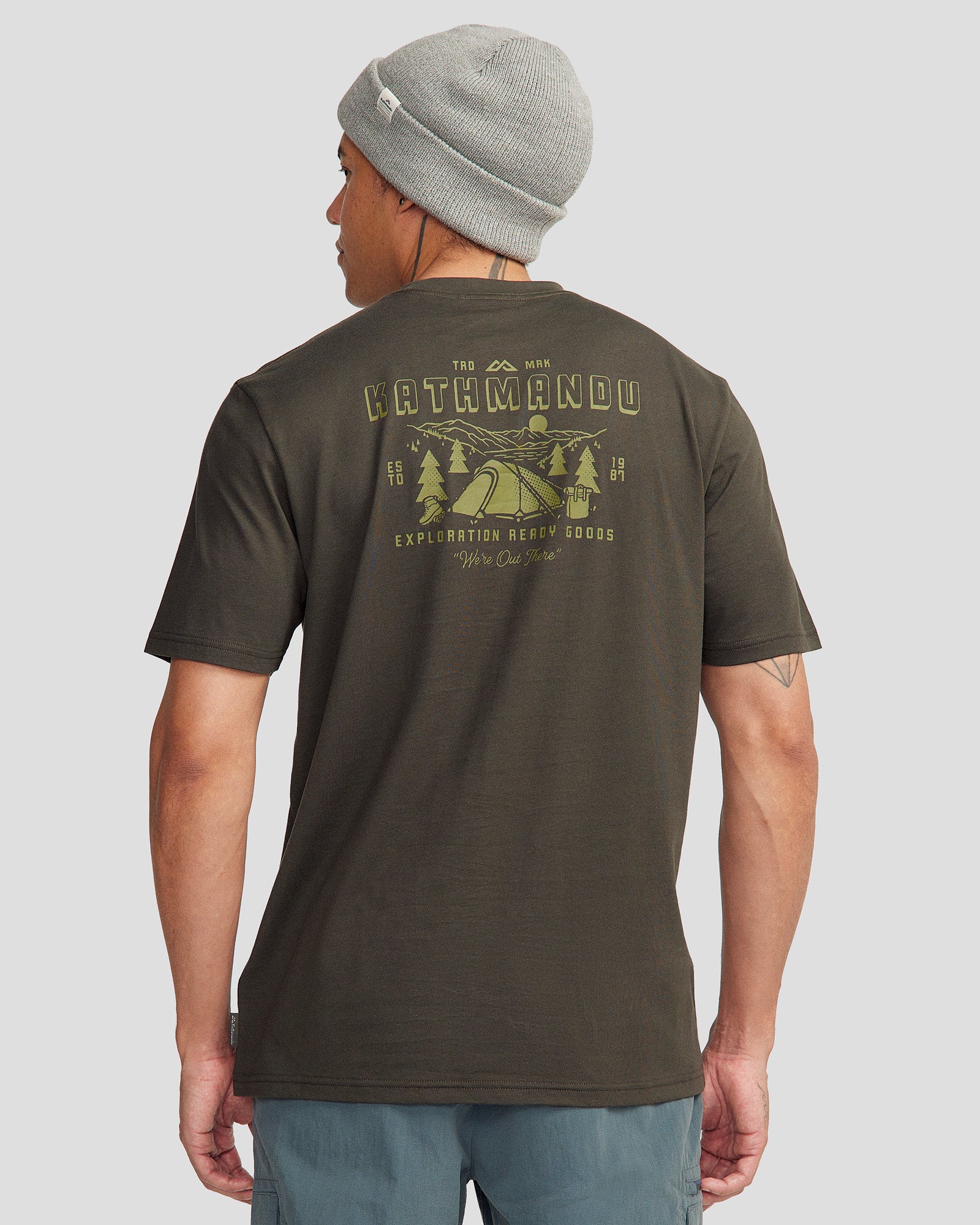 Men's Organic Cotton Exploration T-Shirt - Dark Moss - Comfortable & Eco-Friendly Casual Wear for Outdoor Adventures & Daily Use