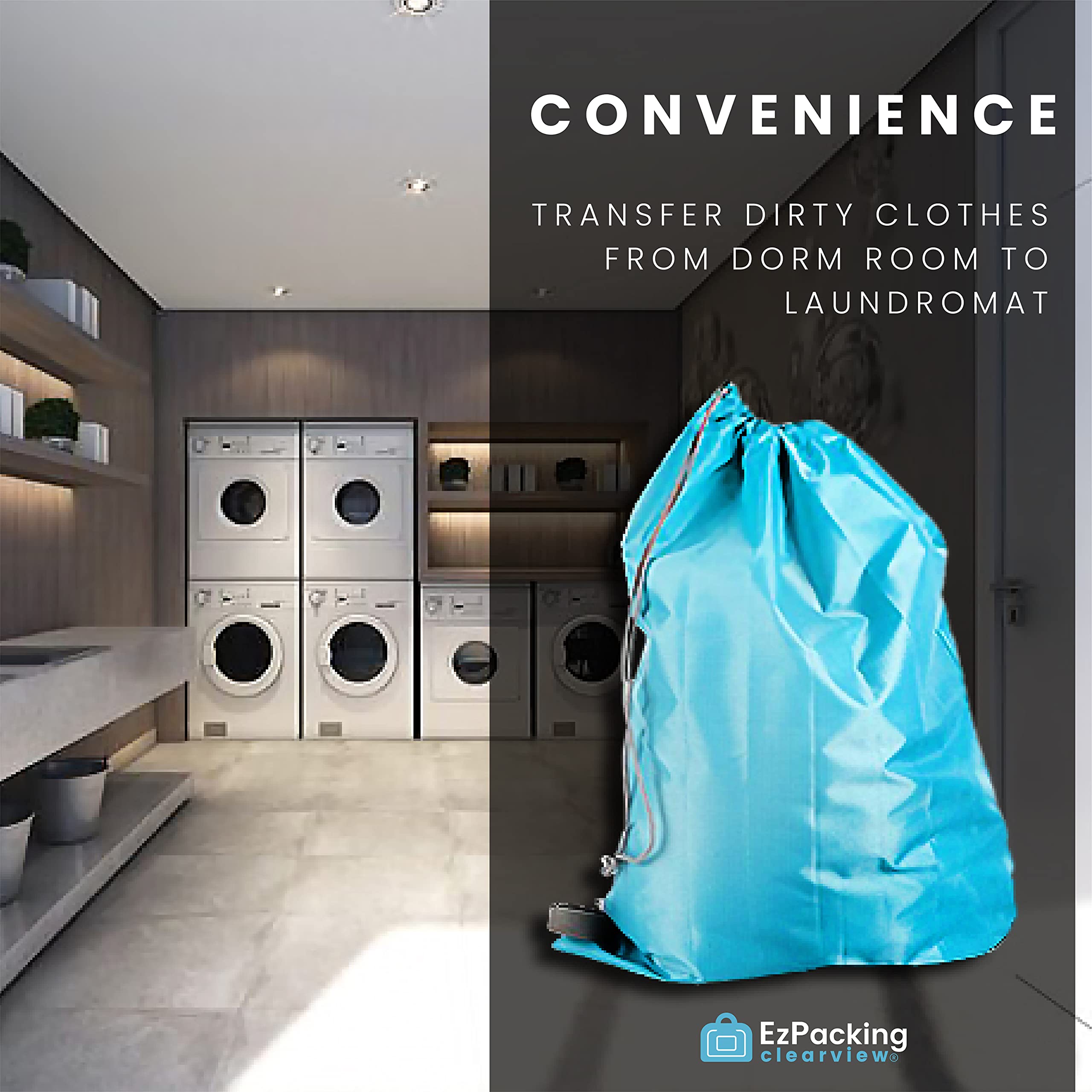 Foldable Travel Laundry Bag with Drawstring - Compact & Lightweight (22”x16”) Nylon Washable Organizer for Suitcase | Perfect for Clean/Dirty Clothes Separation | Ideal for Travel, Camping, Gym & Family Use (Women, Men, Kids, Baby)
