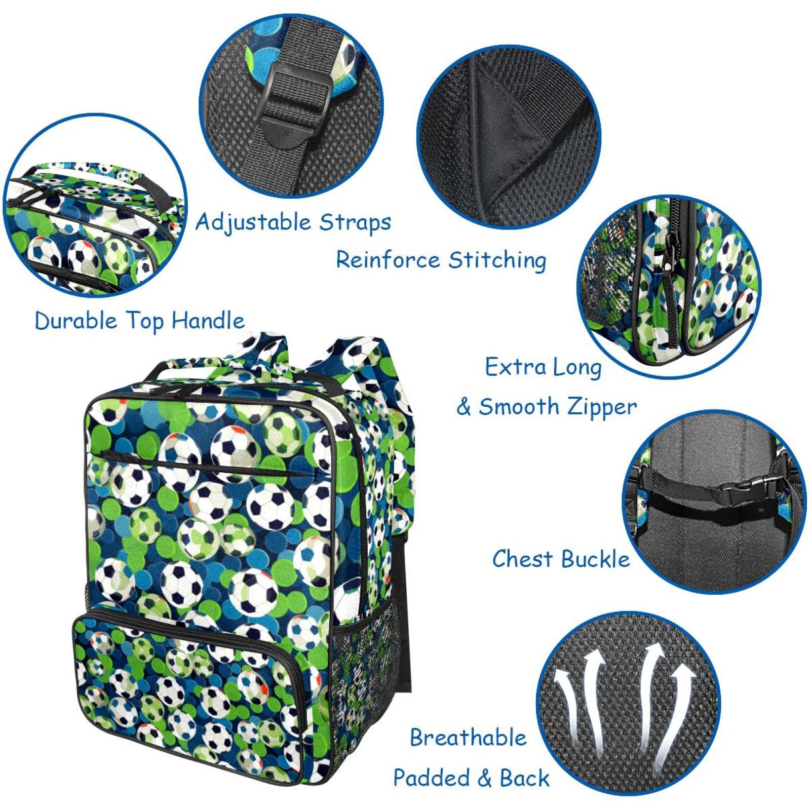 Men's & Women's Travel Backpack with Floral Soccer Ball Design - Durable Carry-On Backpack for Hiking, Gym, School & Daily Commute