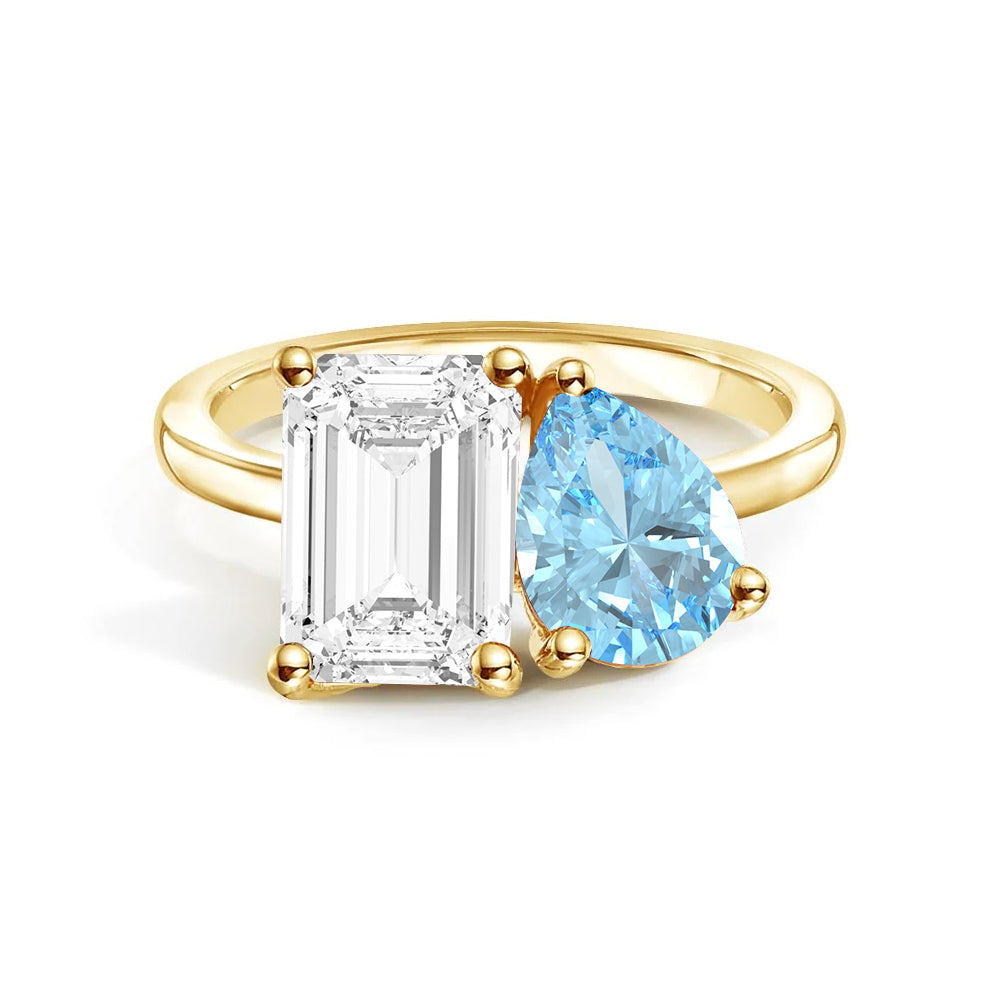 Personalized Toi et Moi Moissanite Birthstone Ring - Custom Anniversary Gift for Couples, Engagements & Romantic Occasions