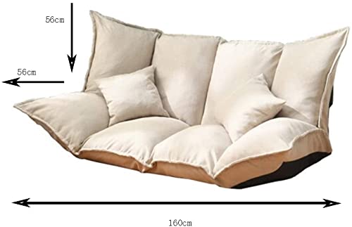 Adjustable Foldable Tatami Sofa Bed - 160x112cm Multifunctional Lazy Chair for Bedroom, Living Room & Office - Washable Gray Fabric (Perfect for Small Spaces, Guest Beds & Relaxation)