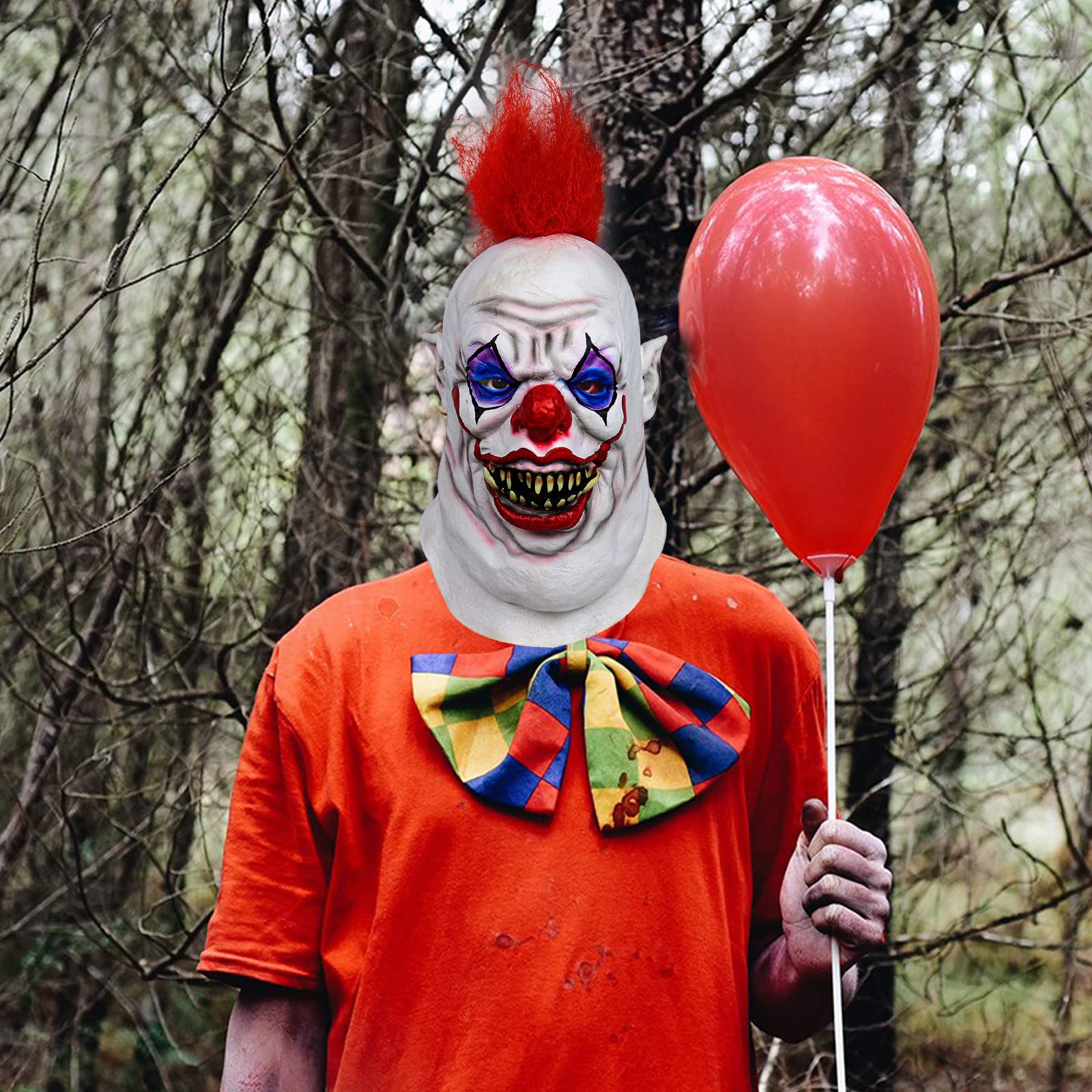 Scary Clown Mask - Full Head Latex Devil Clown Halloween Costume Mask for Cosplay & Horror Parties | Perfect for Halloween, Haunted Houses & Theatrical Performances
