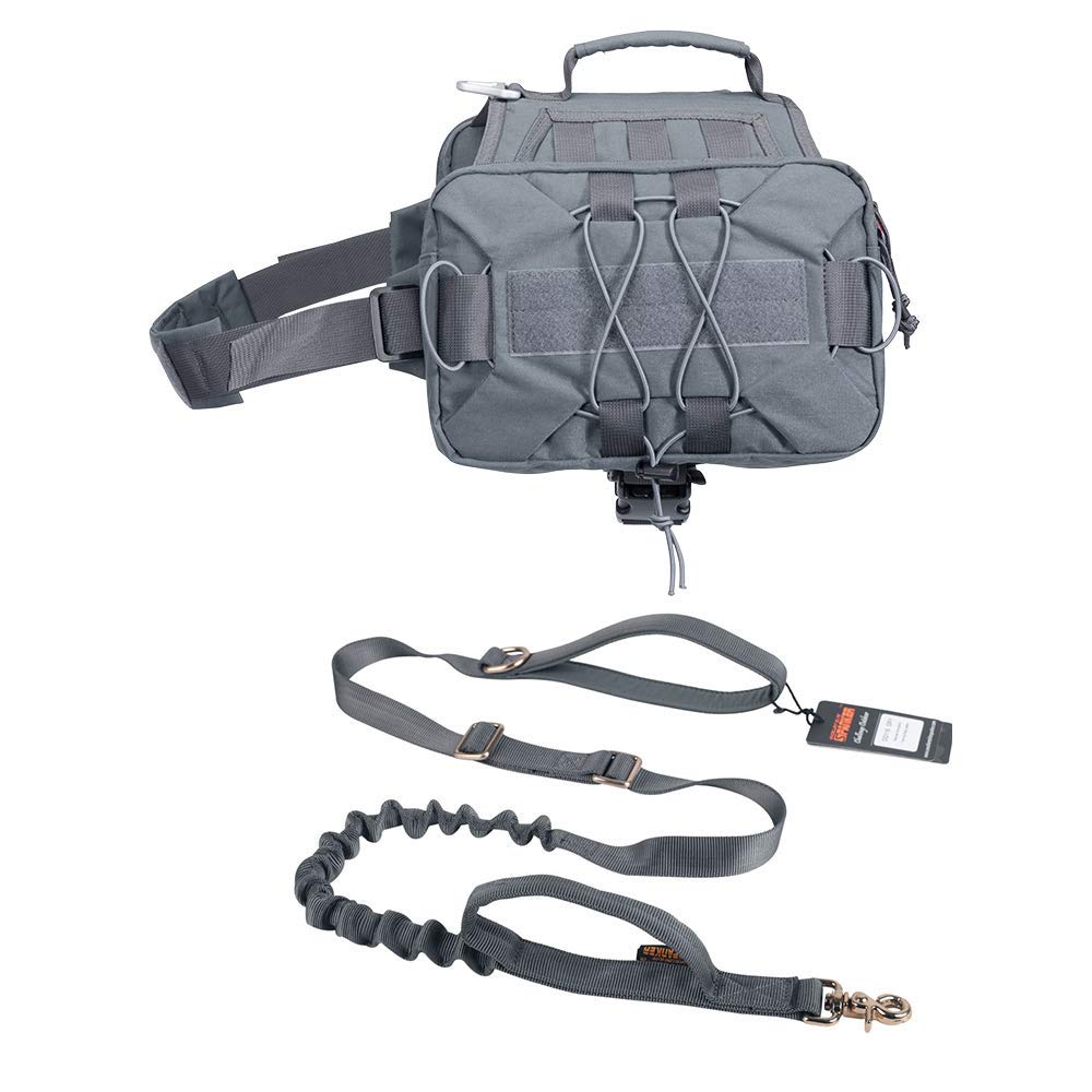 **Tactical Bungee Dog Leash - Adjustable Dog Backpack with Handle for Hiking, Running & Outdoor Adventures - Durable Saddle Bag for Active Dogs**
