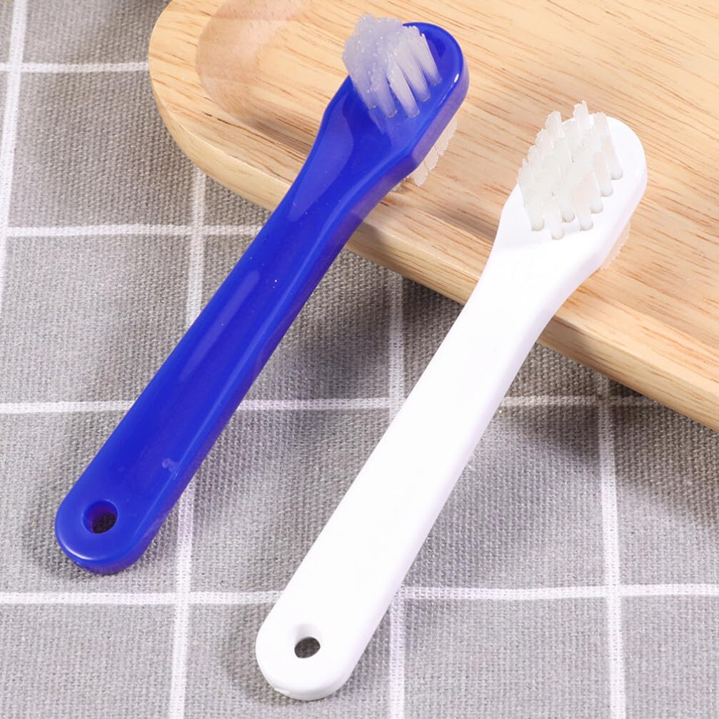 Beaupretty 4 Pack Double Headed Toothbrush Cleaners - Portable Finger Nail & Teeth Cleaning Brush Set, Travel Friendly White PP Material - Perfect for Travel, Home & Office Use