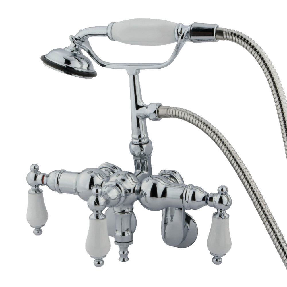 Kingston Brass CC422T1 Vintage Adjustable Wall Mount Tub Faucet with Hand Shower - Classic Bathroom Fixture for Shower and Bathtub Use