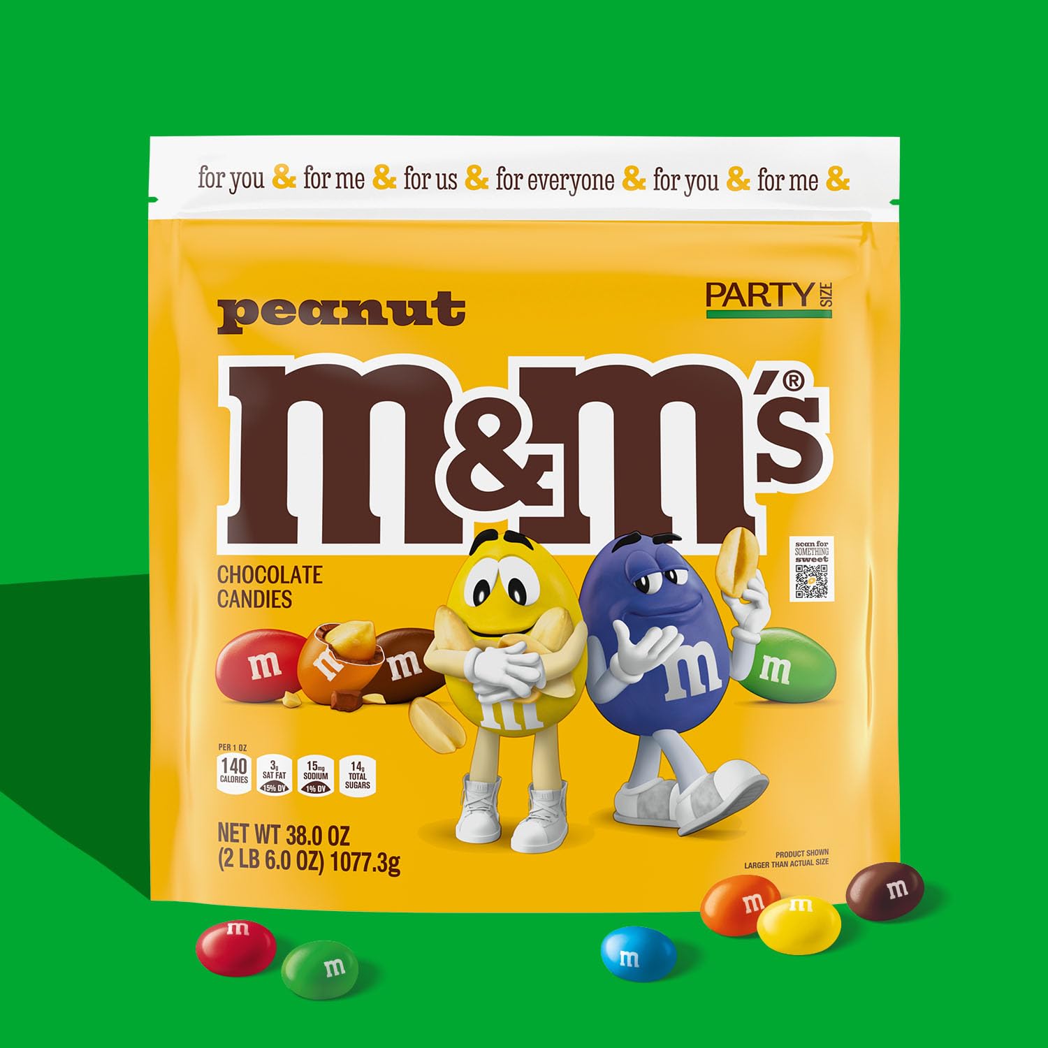 M&M'S Peanut Milk Chocolate Candy Bulk - Party Size 38 oz Bag (Pack of 2) - Perfect for Halloween, Christmas, Birthday Parties & Office Snacks