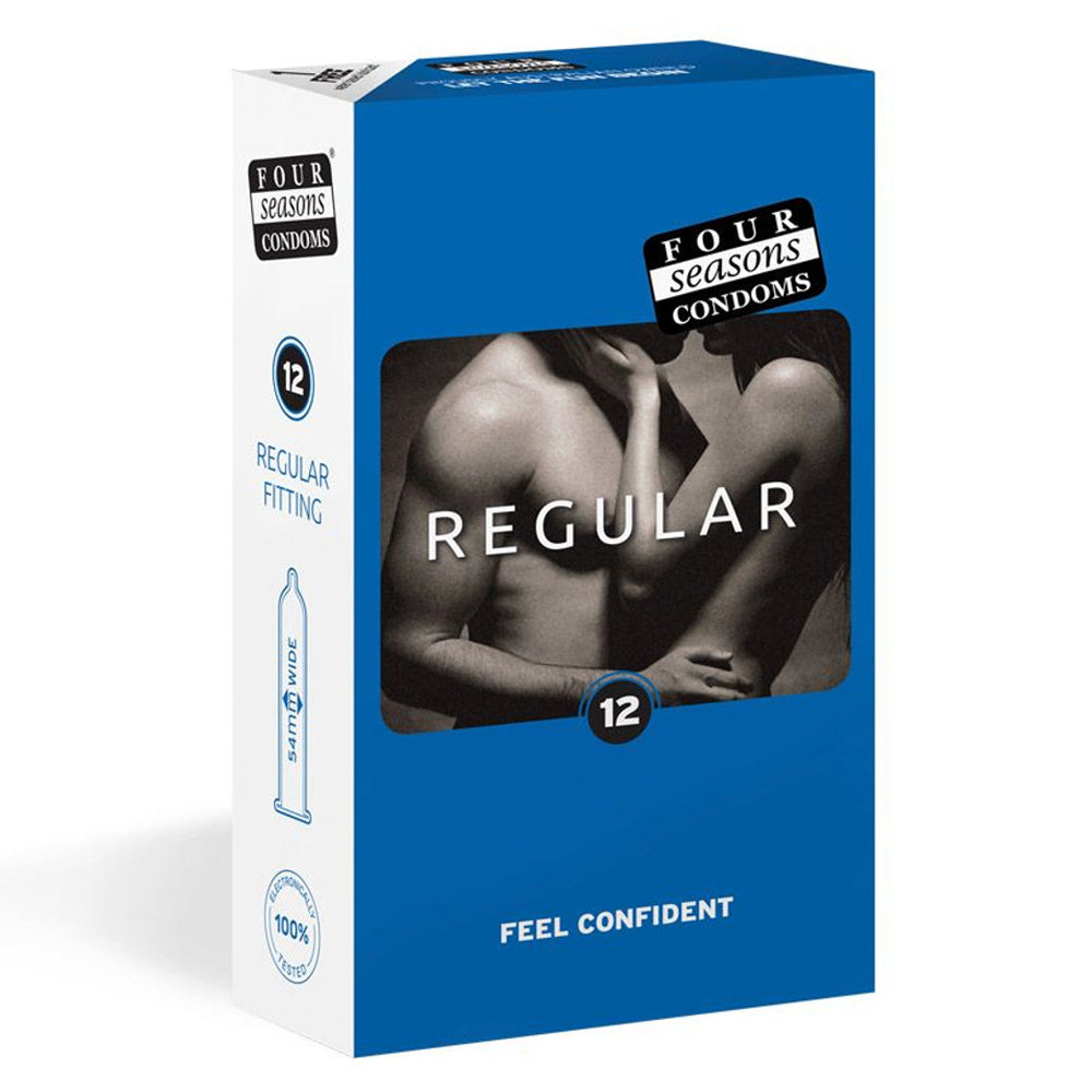 Premium Four Seasons Regular Fit Latex Condoms - Ultra Thin & Safe Protection for Men - Perfect for Sensitive Skin & Everyday Intimacy