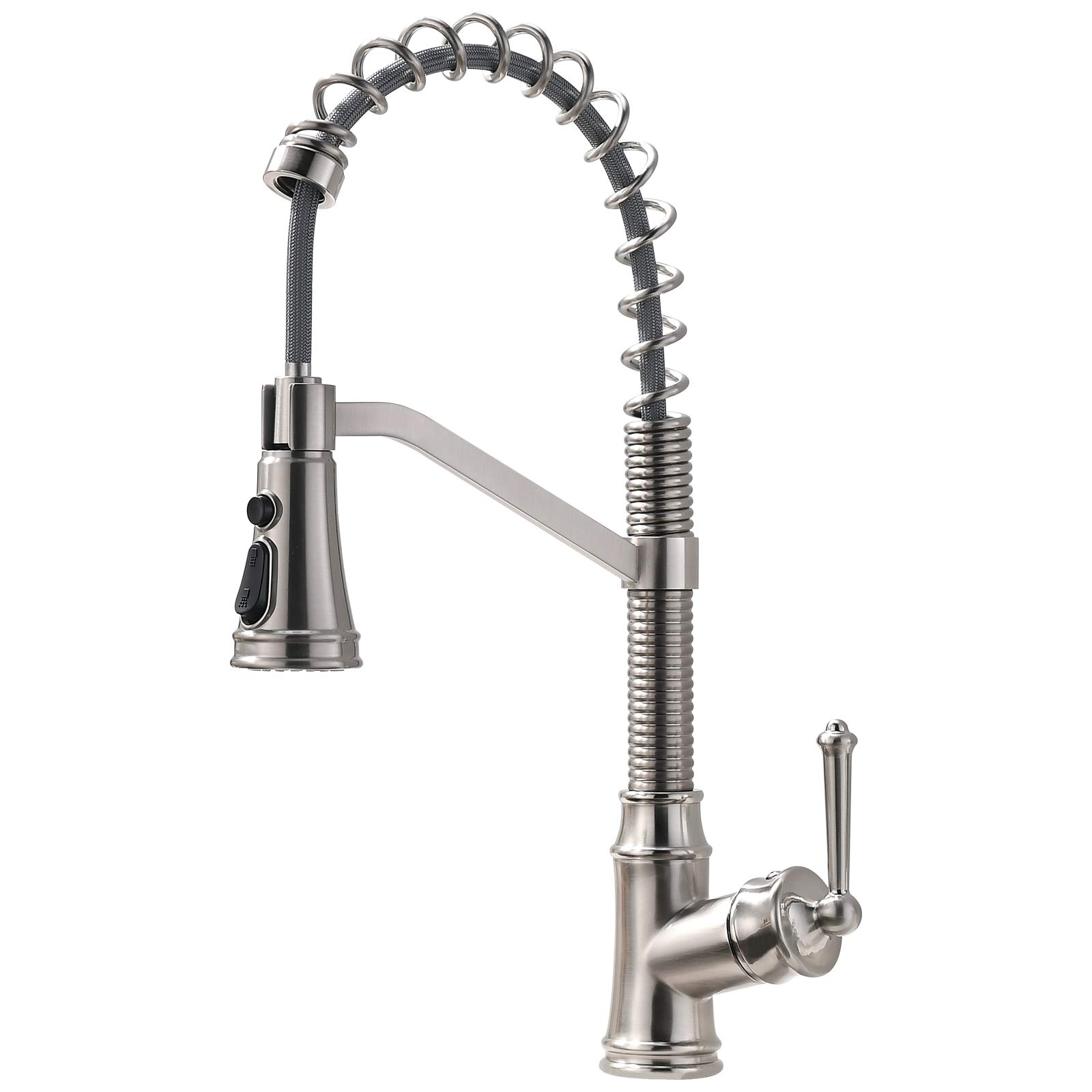 Premium Single Handle Pull Down Kitchen Faucet with Sprayer - Stainless Steel & White Finish for Modern Sinks | Perfect for Cooking, Washing Dishes & Food Prep