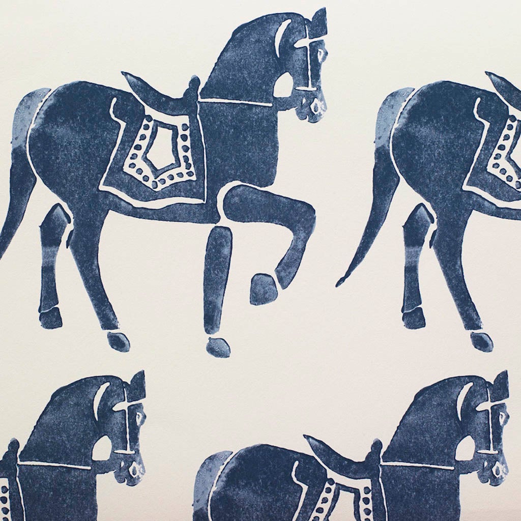 Marwari Horse Wallpaper Blue Sample - Premium Indian Horse Breed Wall Art for Home & Office Decor