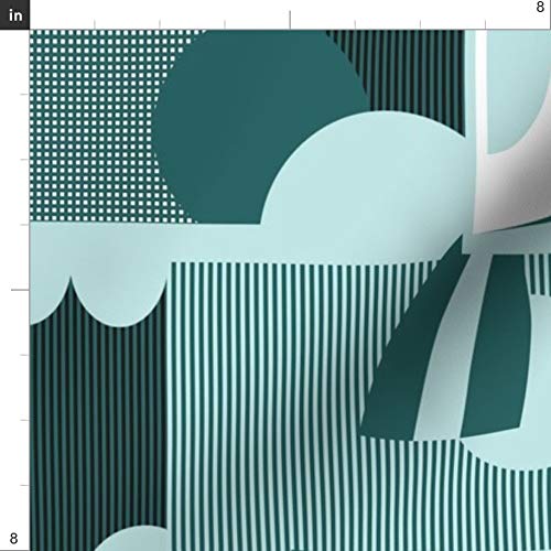 Geometric Mint Retro Birds Printed Minky Fabric Fat Quarter - Soft Plush Fabric for Sewing Baby Blankets, Quilt Backing & Home Decor | Spoonflower Premium Fabric for DIY Crafts & Nursery Projects